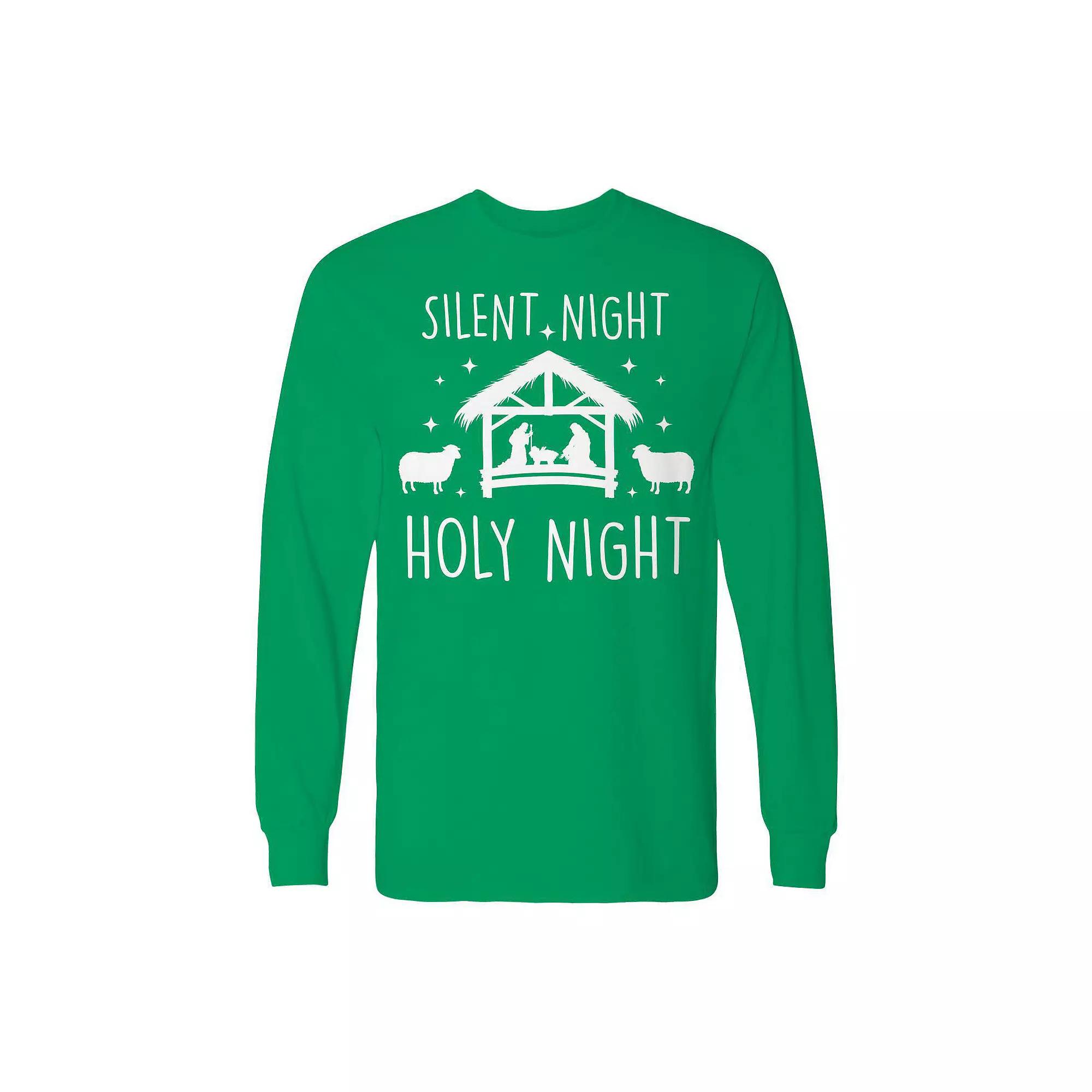 Men's Christmas Silent Night Holy Night Long Sleeve Graphic Tee, Adult Unisex,  Product Image