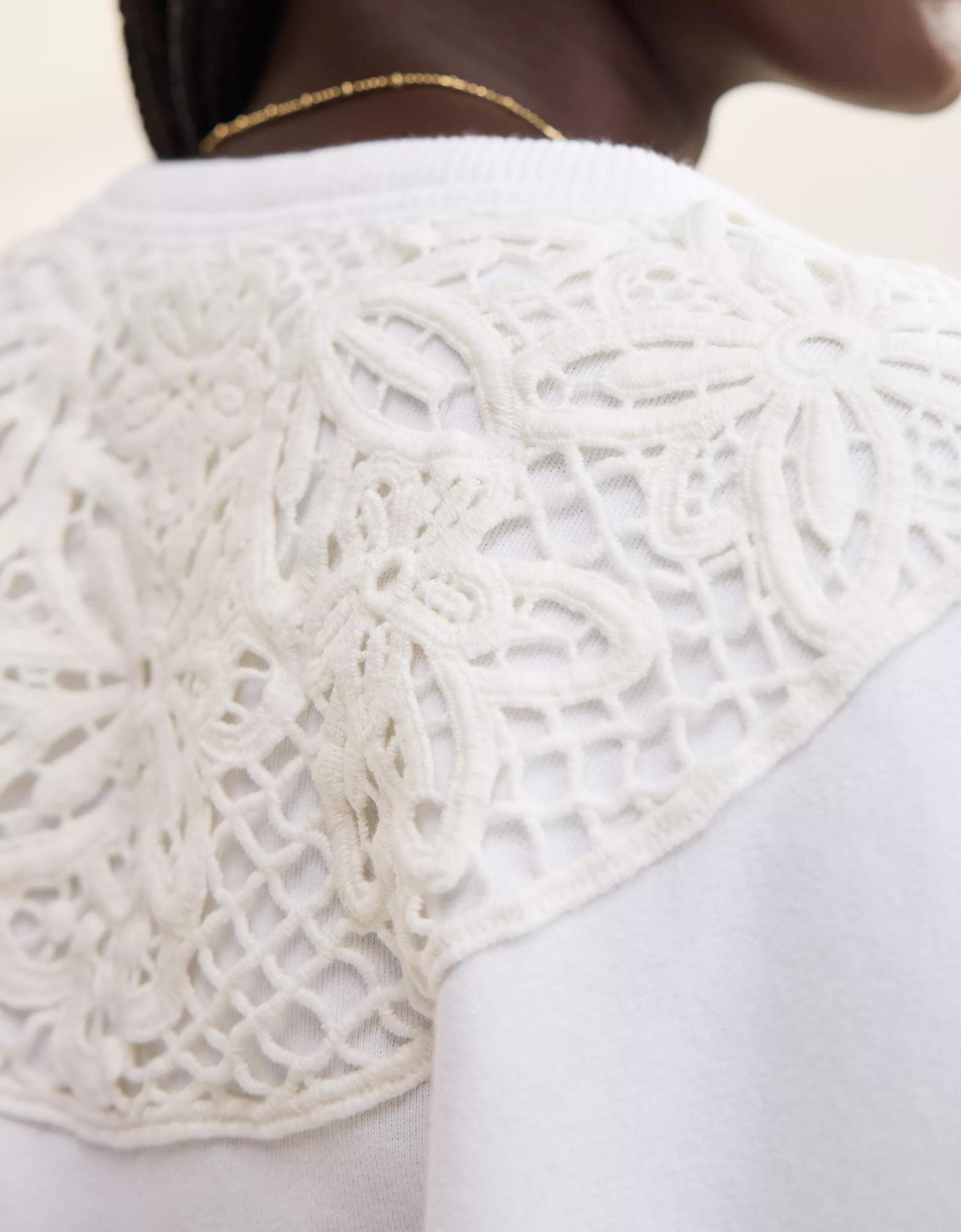 Aerie Keep It Light Crochet Crew Sweatshirt Product Image