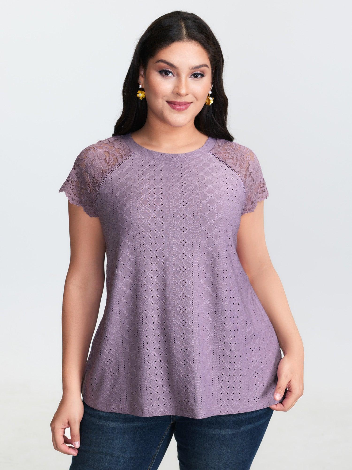 Lace Trim Back-Tie T-Shirt Female Product Image