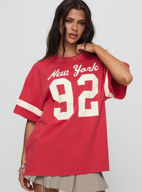New York 95 Oversized Tee Red Product Image
