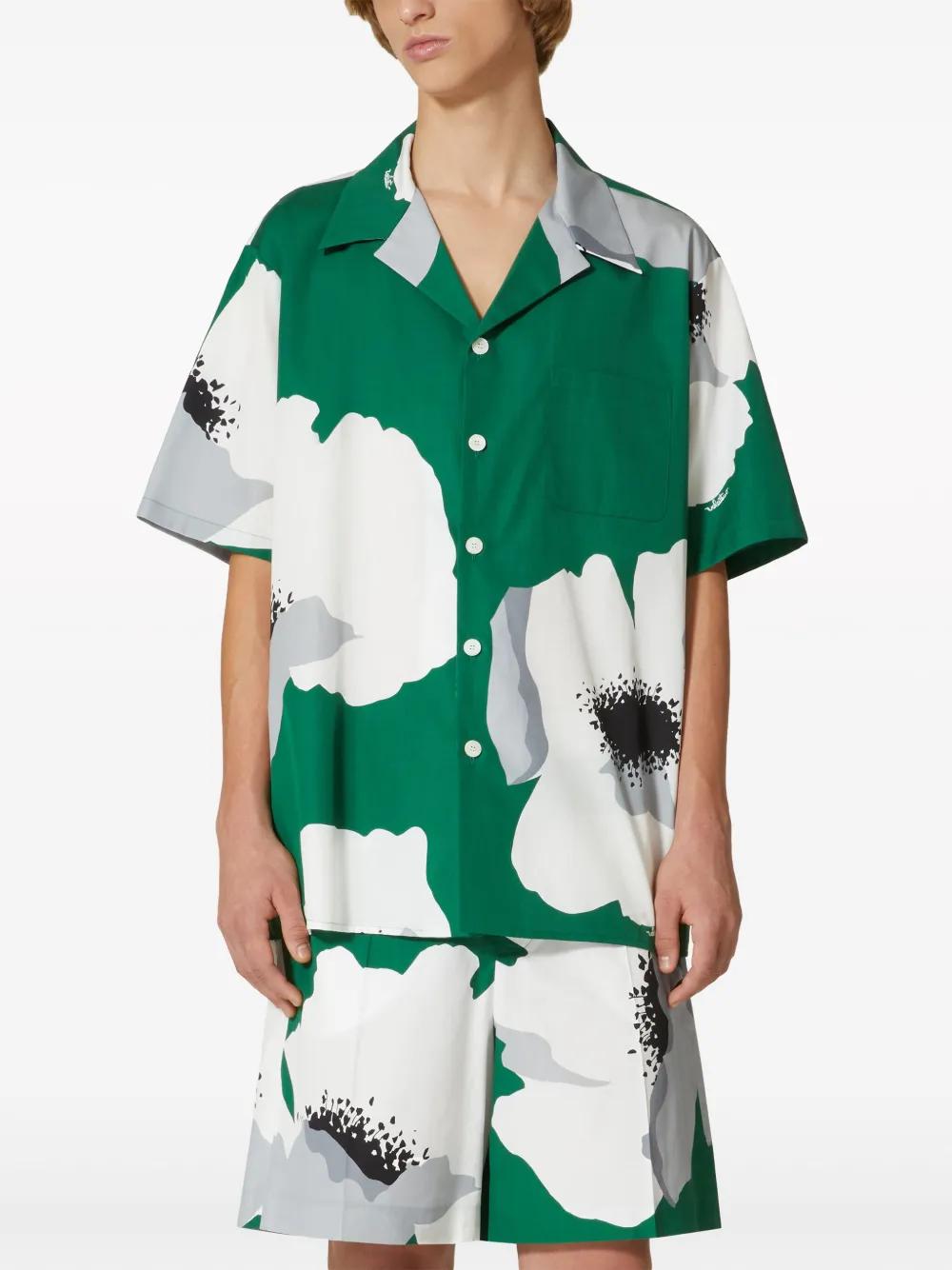 Flower Portrait-print bowling shirt Product Image