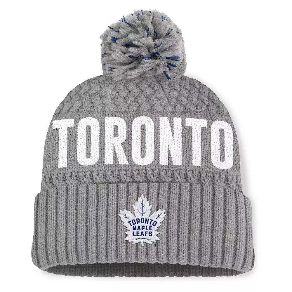 Women's Fanatics  Gray Toronto Maple Leafs Heritage Tilly Cuffed Knit Hat with Pom, Mpl Grey Product Image