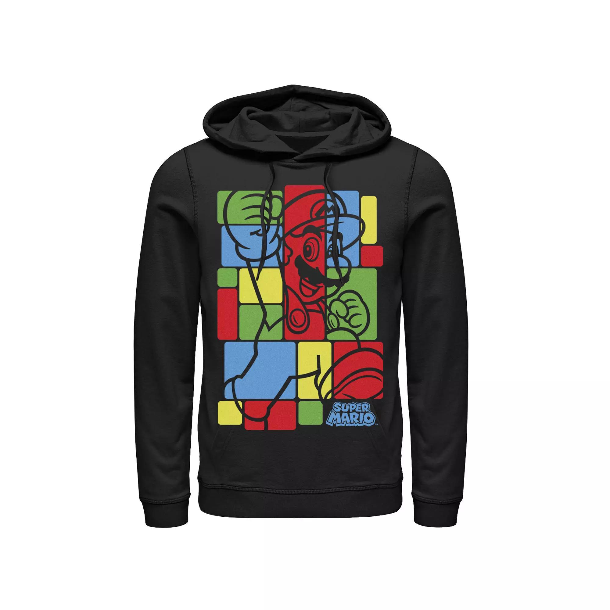 Men's Nintendo Super Mario Colorful Squares Fill Classic Hoodie,  Product Image