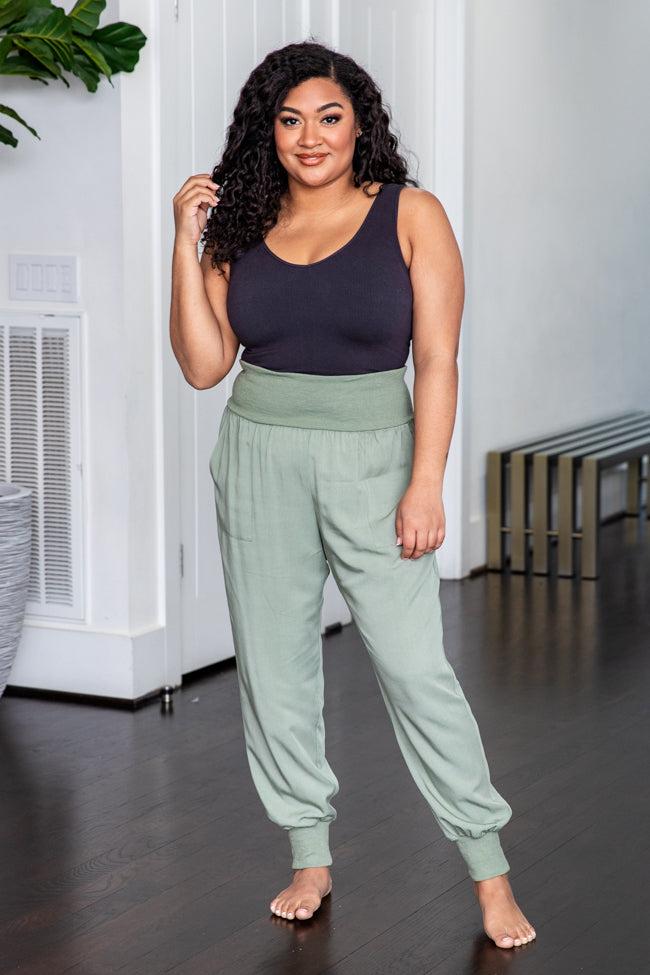 Chatting It Over Olive Woven Joggers FINAL SALE Product Image