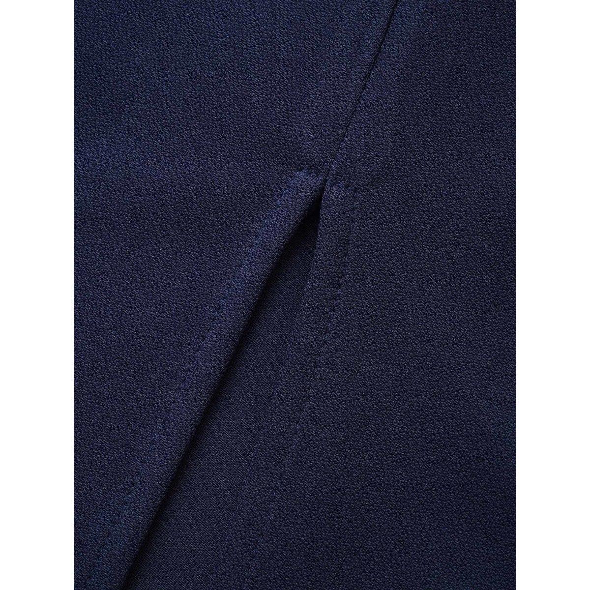 Plus Size Solid Cut Out Split Hem Dress Navy Women At the Office Cut-Out Boat Neck Elbow-length sleeve Curvy BloomChic 30/6X Product Image