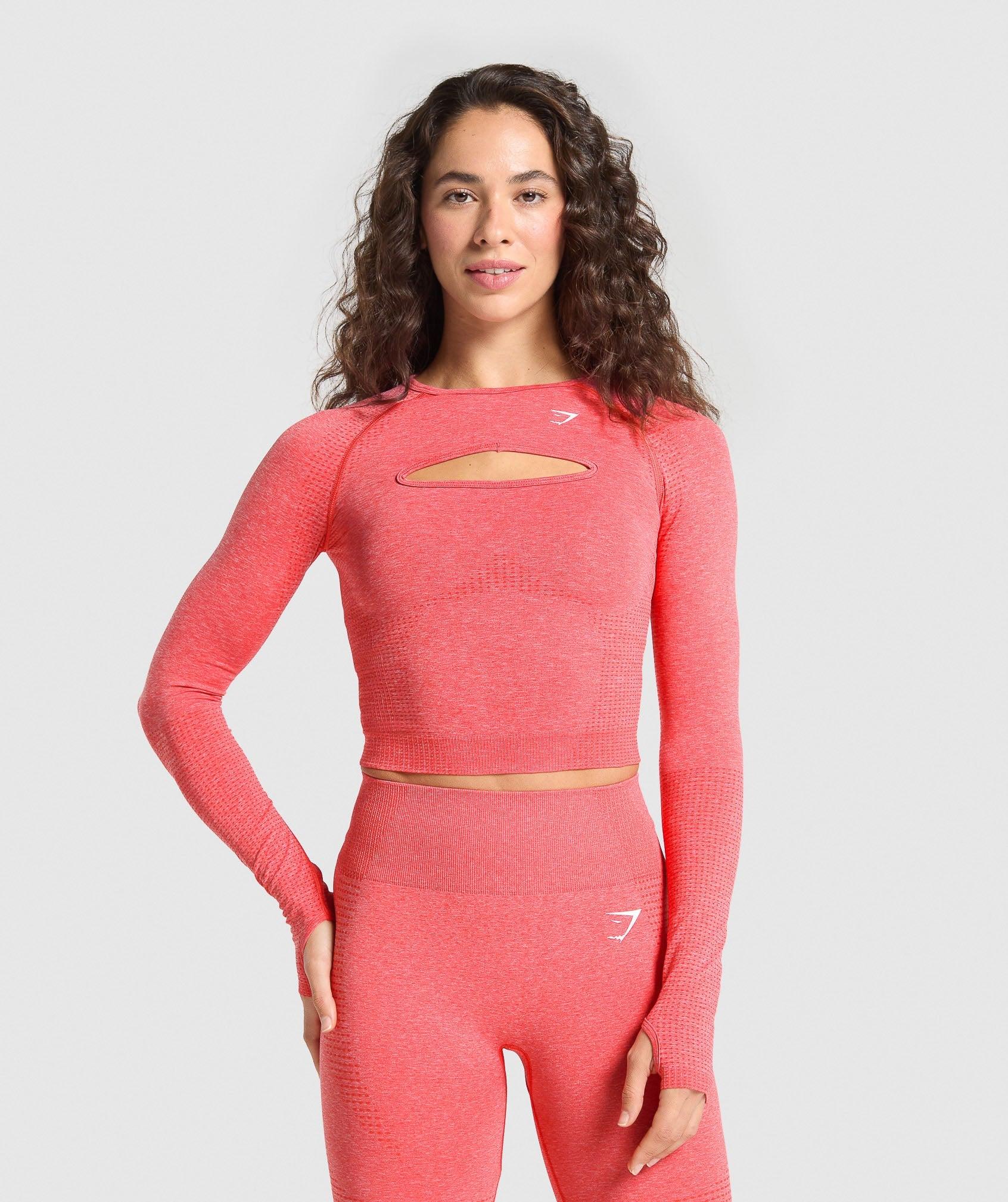 Gymshark Vital Long Sleeve Cut Out Top - Coral Red Marl Female Product Image