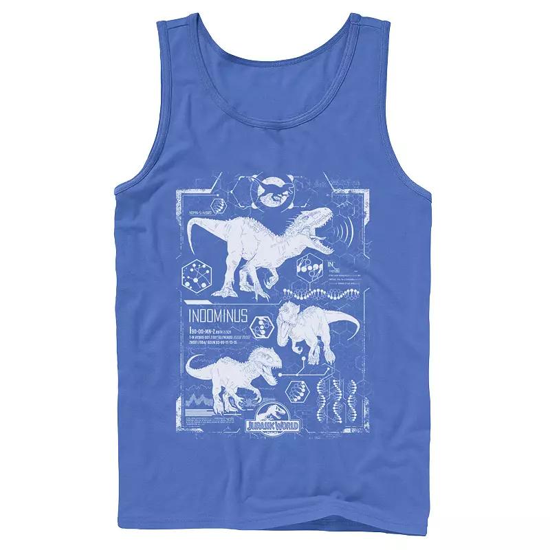 Men's Jurassic World Indominus Rex Green Schematic Tank Top,  Product Image