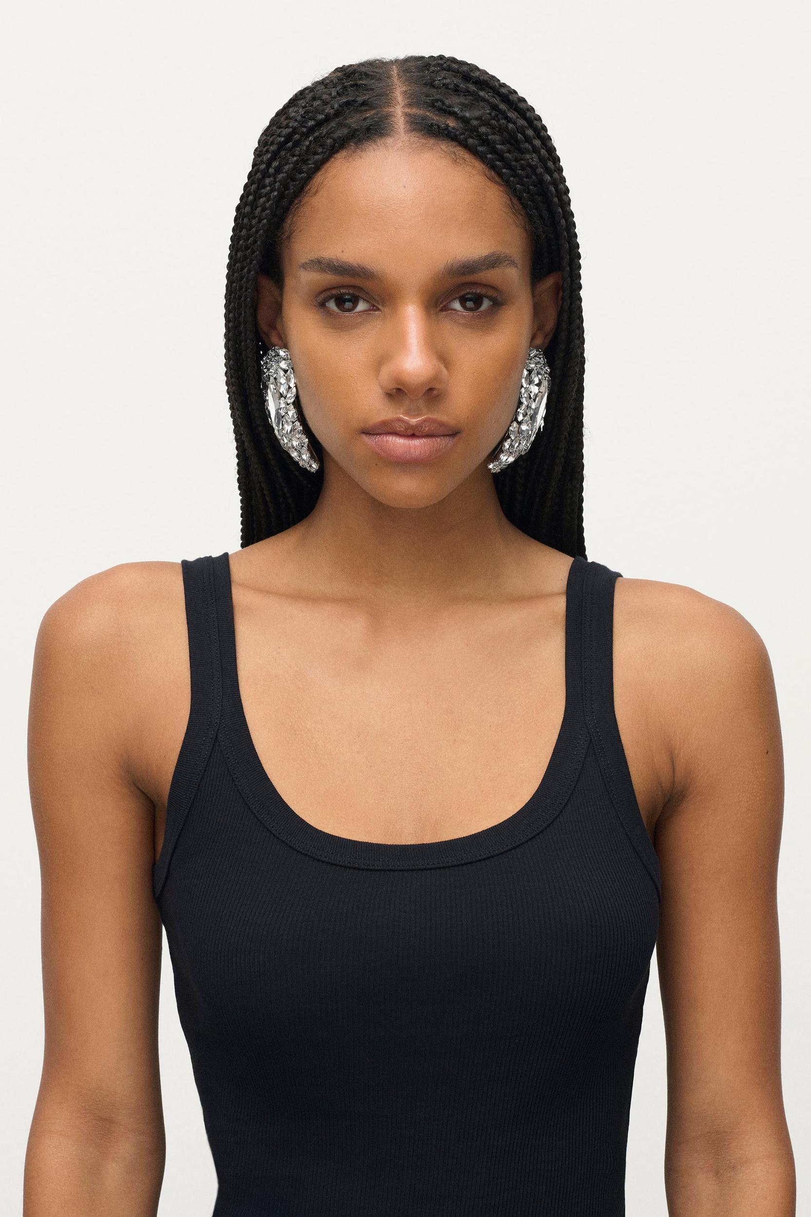 Crystal Cluster Triangle Earrings Product Image