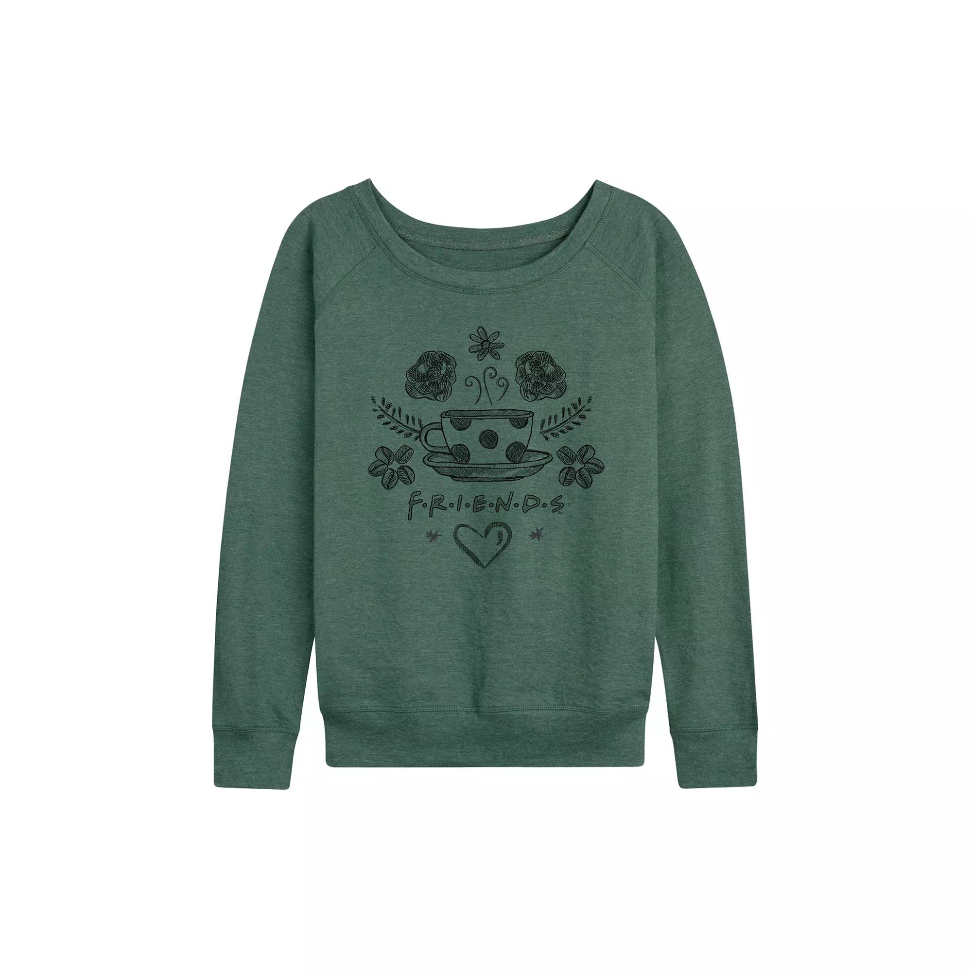 Women's Friends Floral Coffee Logo French Terry Long Sleeve Tee,  Product Image