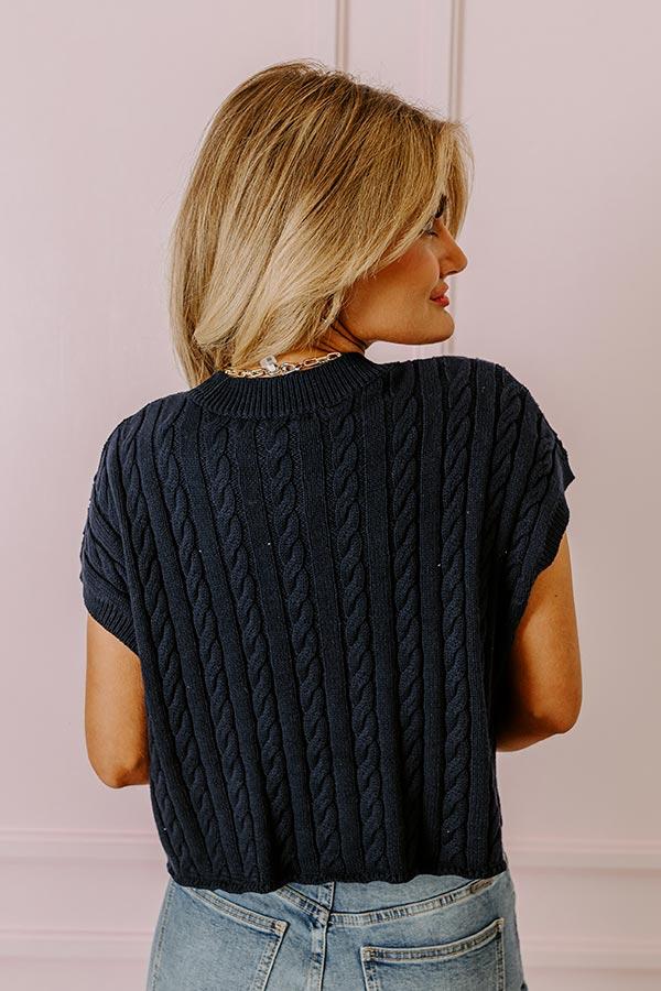 Meet Your Destiny Knit Top In Navy Product Image