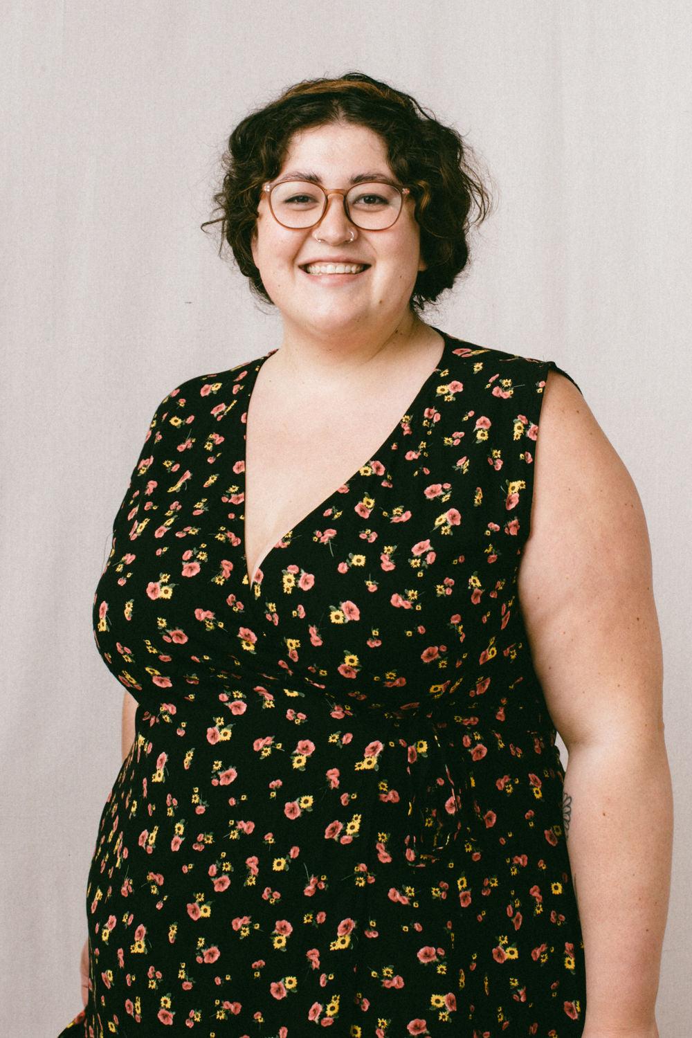 Thea Dress in Black Floral Challis Product Image