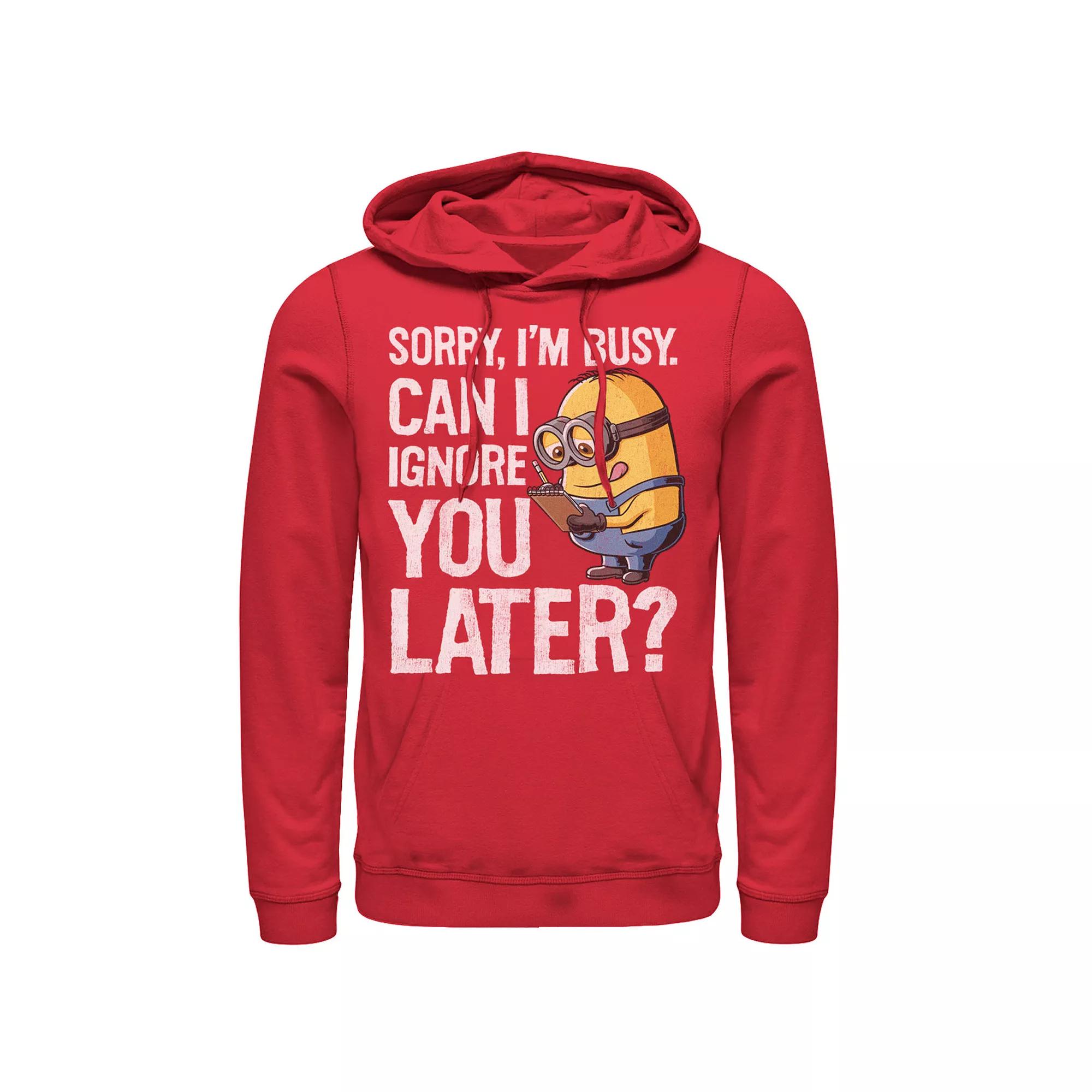 Men's Despicable Me Minions Can I Ignore You Later Pullover Hoodie, Size: Small, Red Product Image