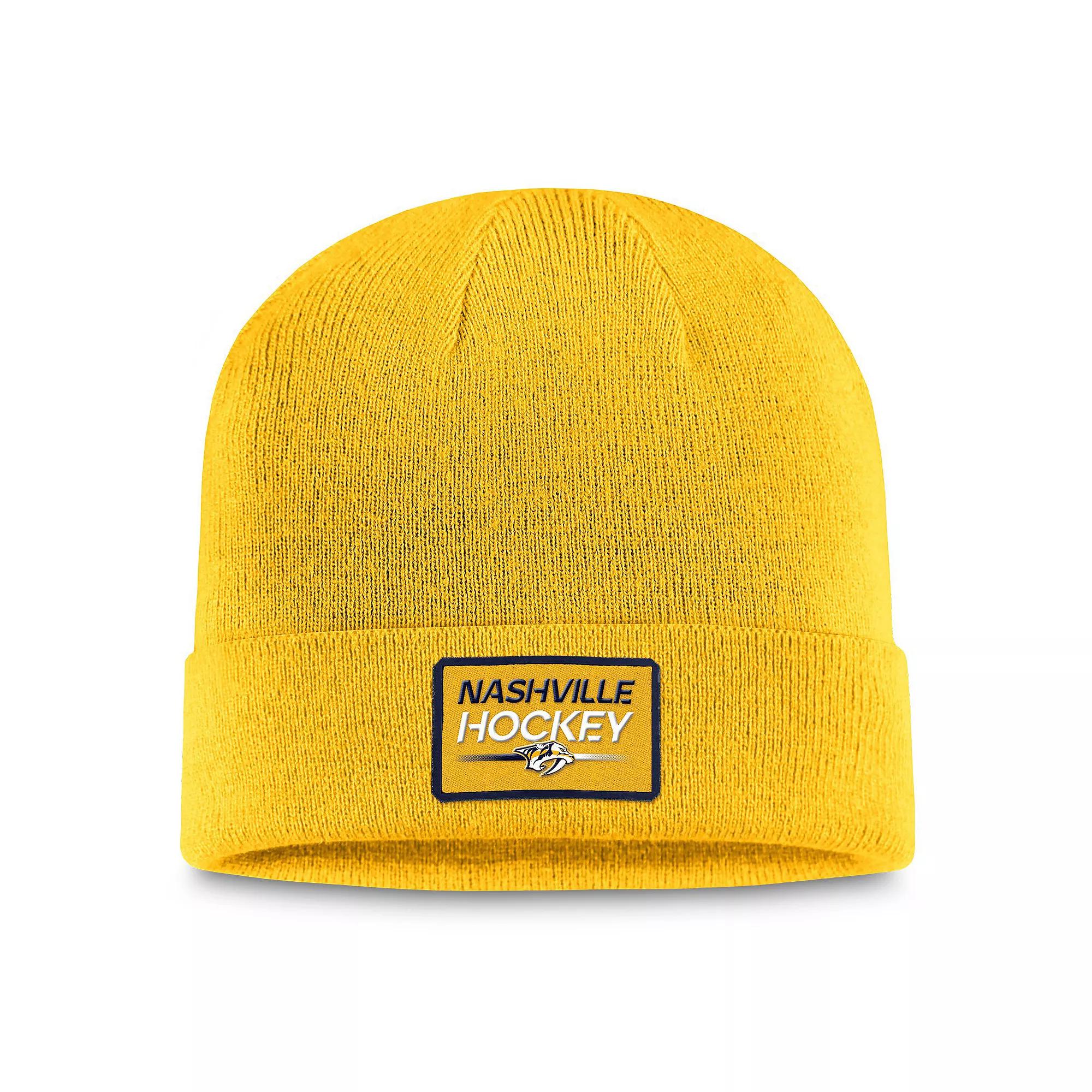 Men's Fanatics Branded  Gold Nashville Predators Authentic Pro Cuffed Knit Hat, Pdt Gold Product Image