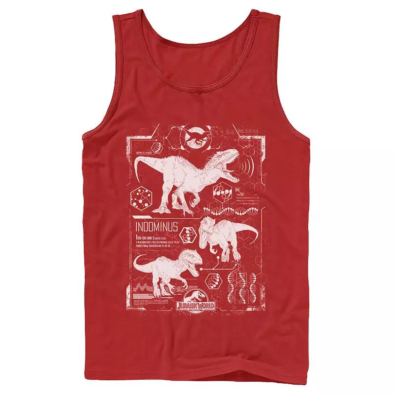 Men's Jurassic World Indominus Rex Green Schematic Tank Top,  Product Image
