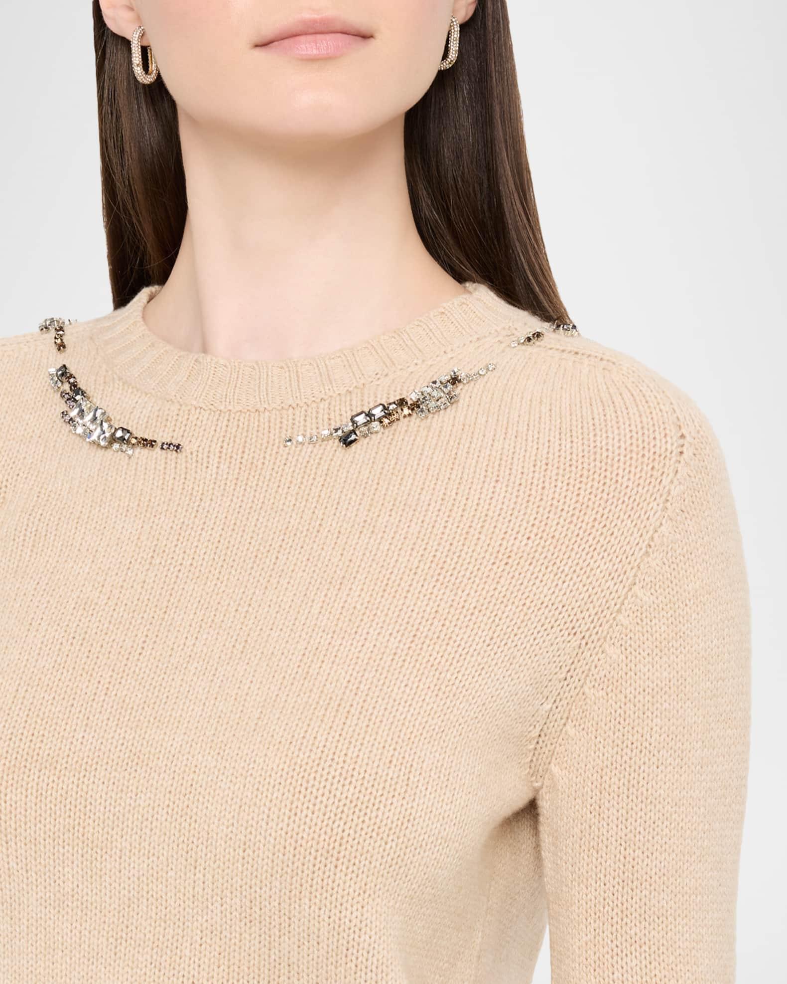 Crystal-Embellished Crewneck Knit Sweater Product Image