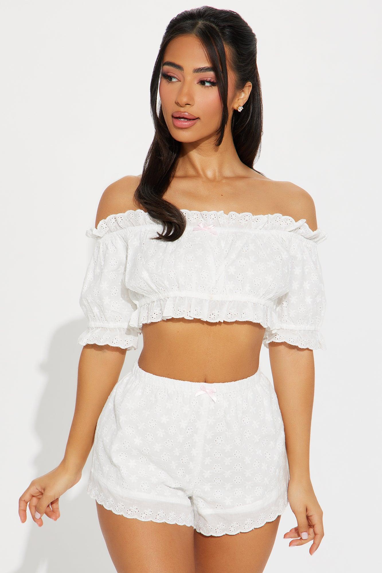 Lani Eyelet Short Set - White Product Image