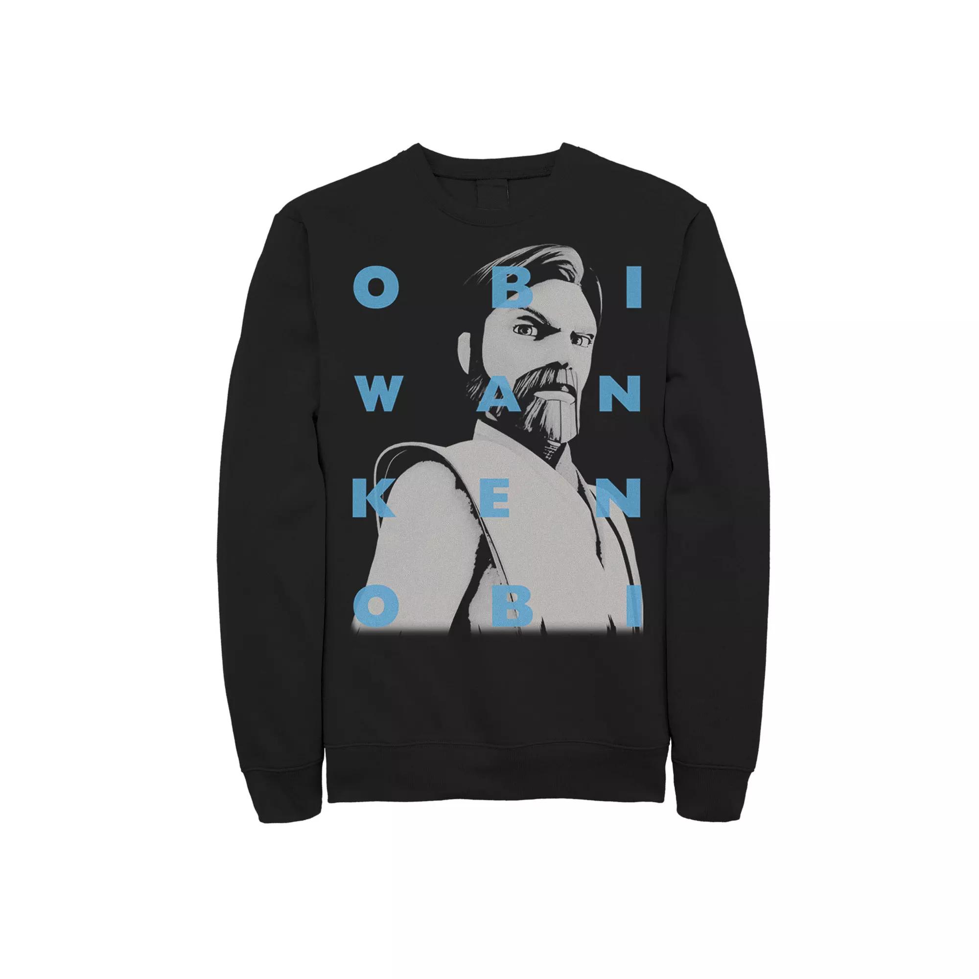Men's Star Wars: Clone Wars Obi-Wan Kenobi Text Overlay Sweatshirt,  Product Image