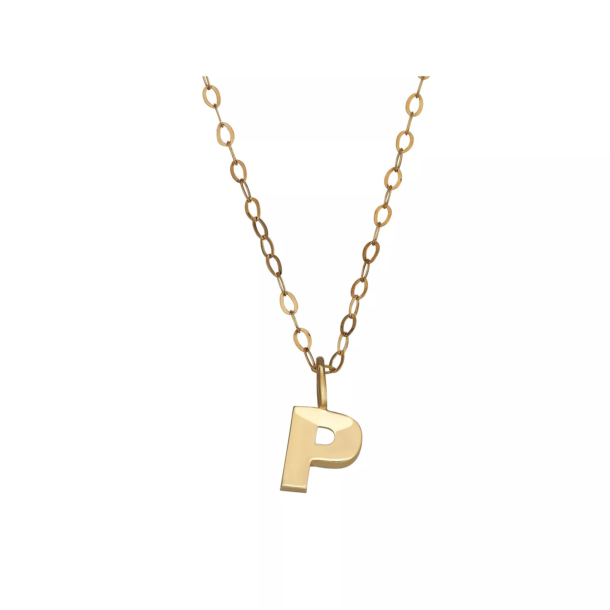 10K Gold Initial Pendant on 14K Gold Filled Chain, Womens Product Image