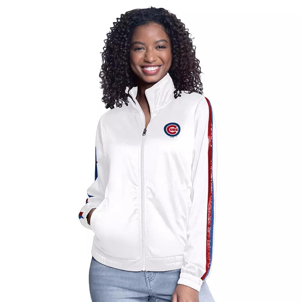 Women's G-III Sports by Carl Banks White Chicago Cubs Gear II Full-Zip Track Jacket,  Product Image