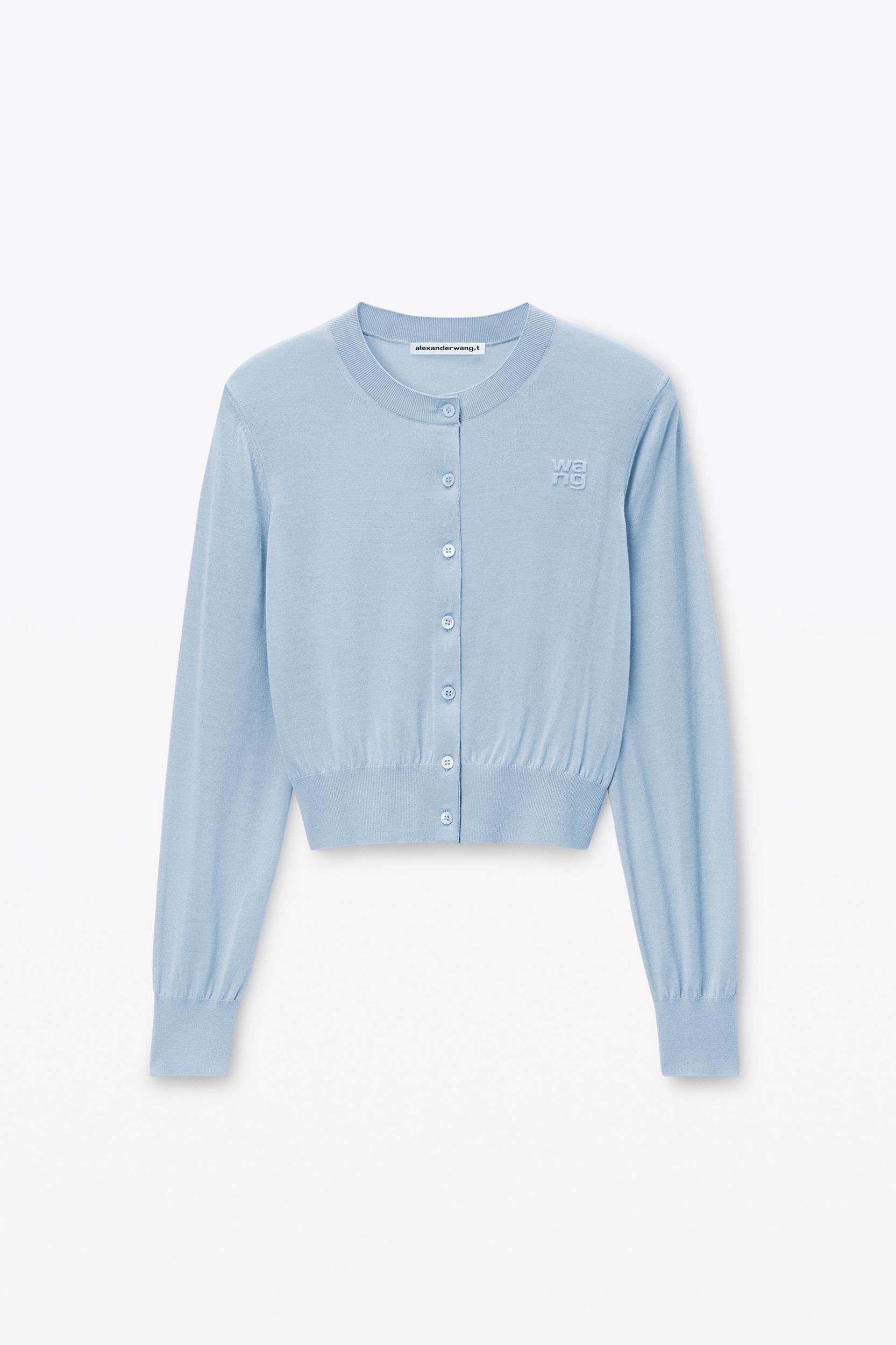 Logo Cropped Cardigan In Superfine Merino Product Image