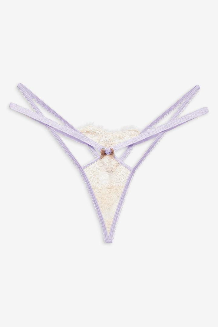 Victoria Lace Thong Panty — Ivory Product Image