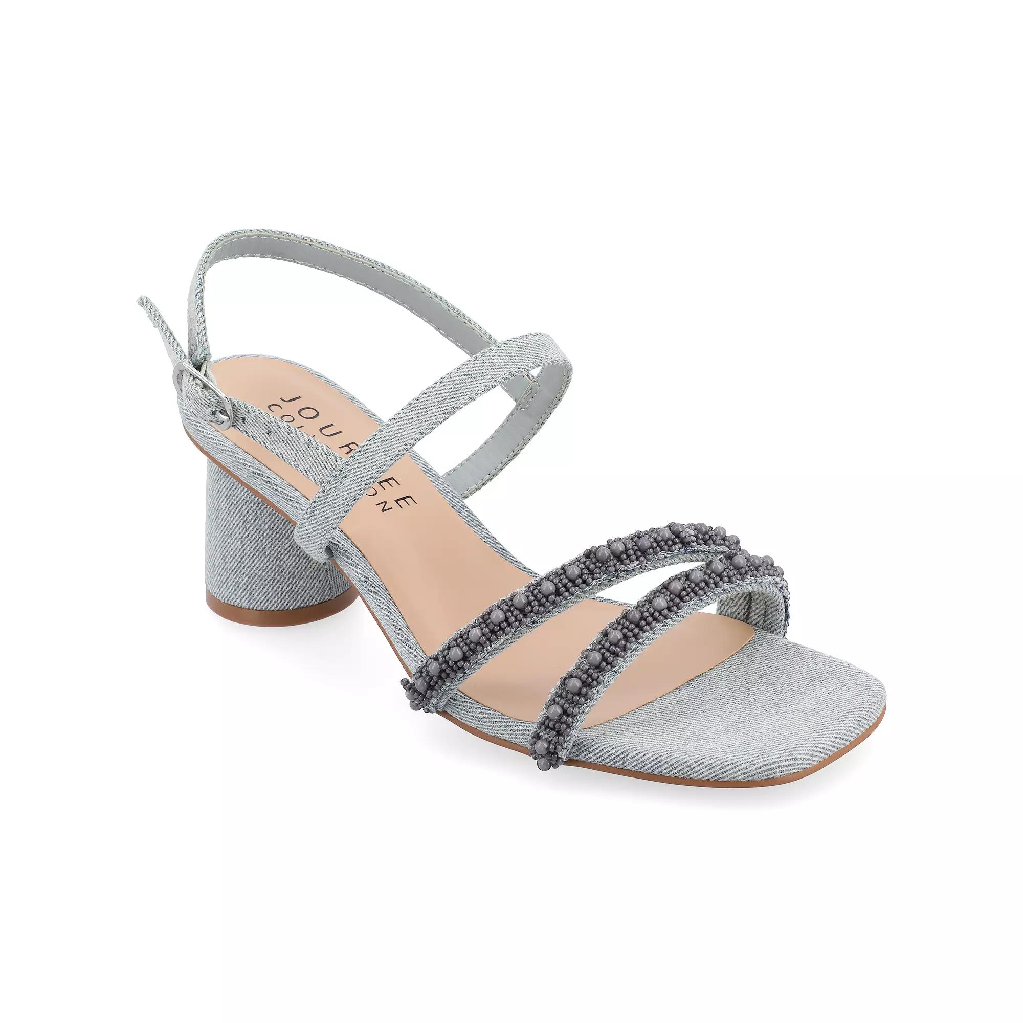 Journee Lornnah Women's Beaded Strap Heeled Sandals,  Product Image