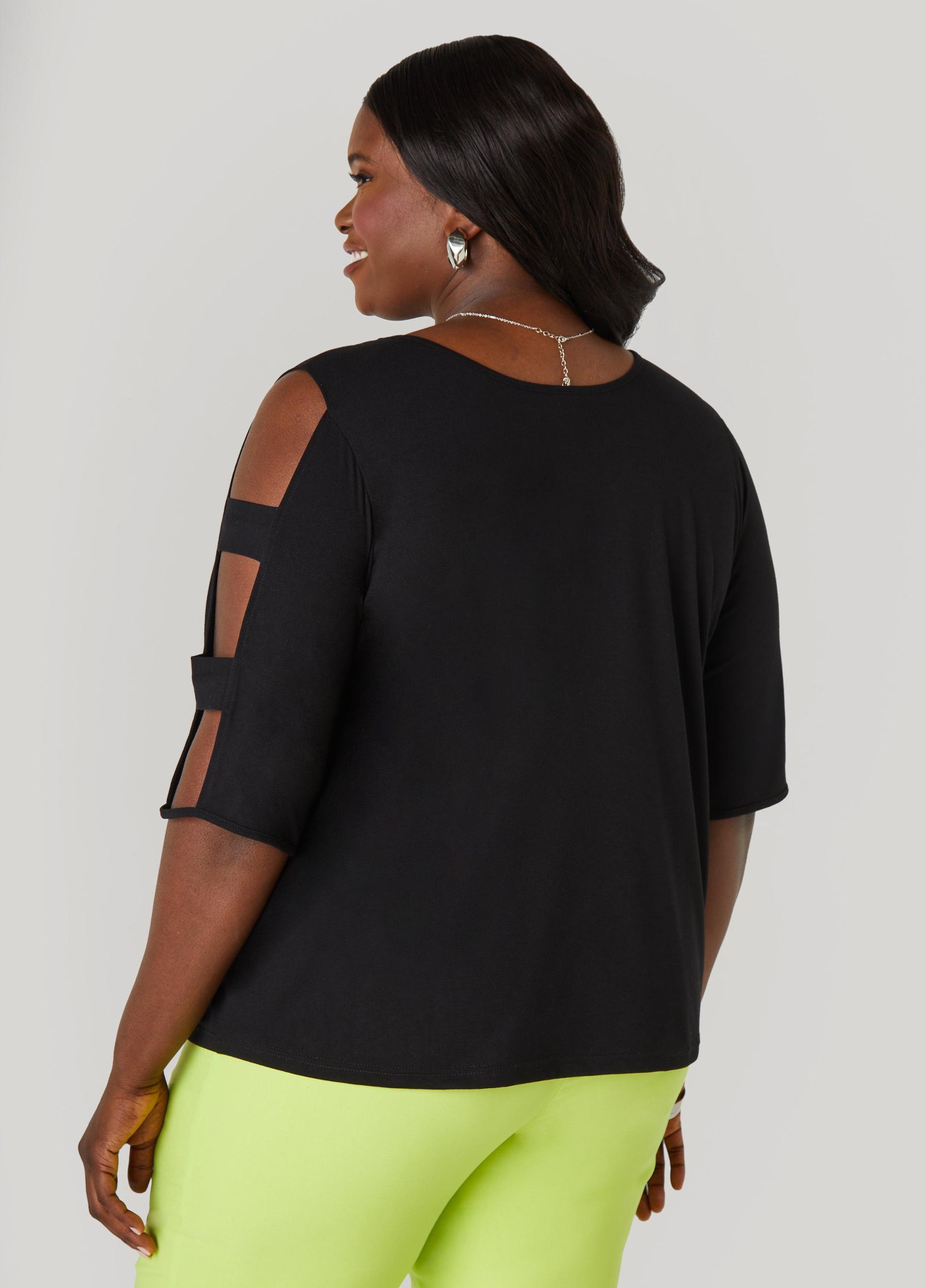 Plus Size Cutout Sleeve Jersey Top Ashley Stewart Product Image