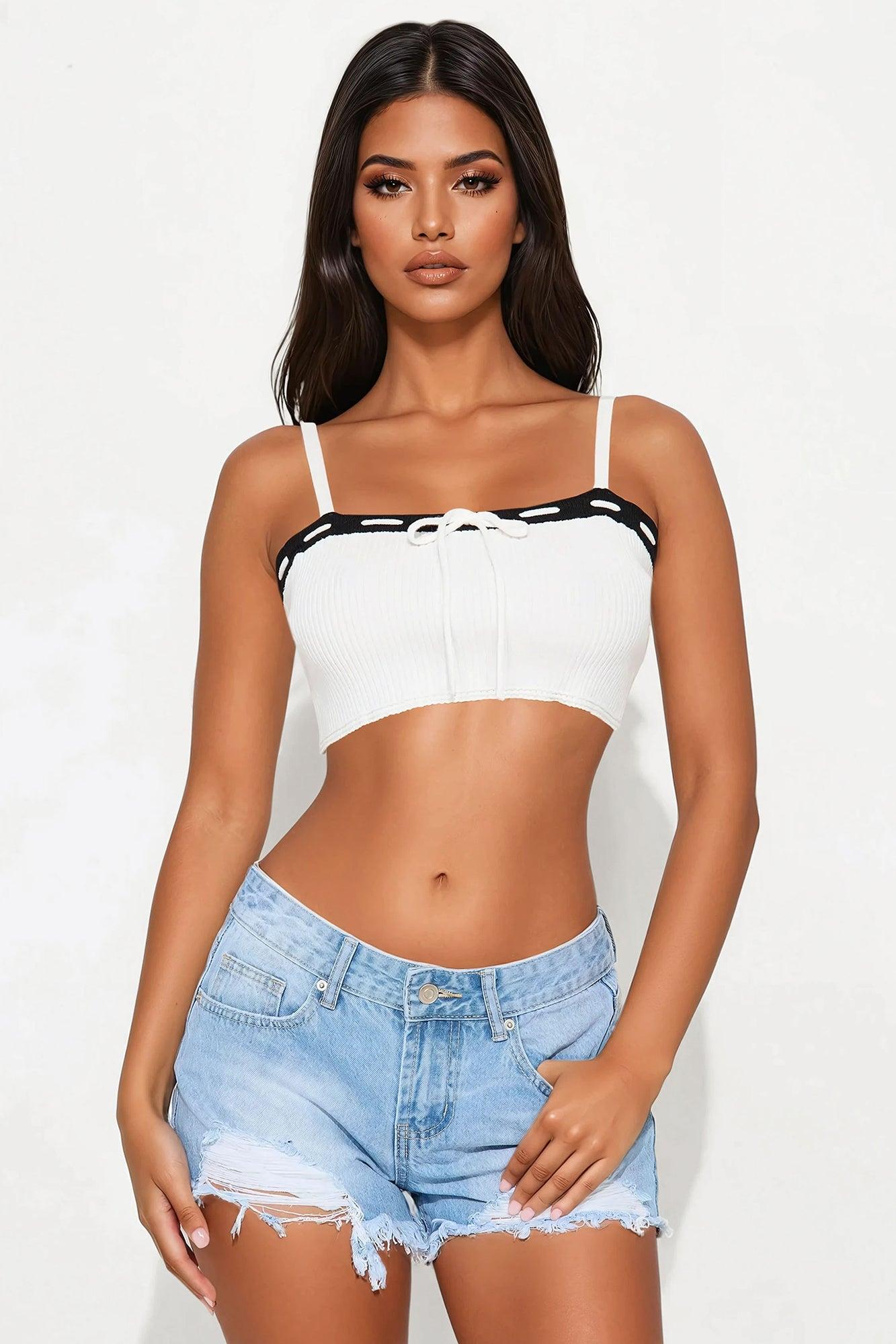 Effortlessly Cute 2 Piece Sweater Top - White/Black Product Image