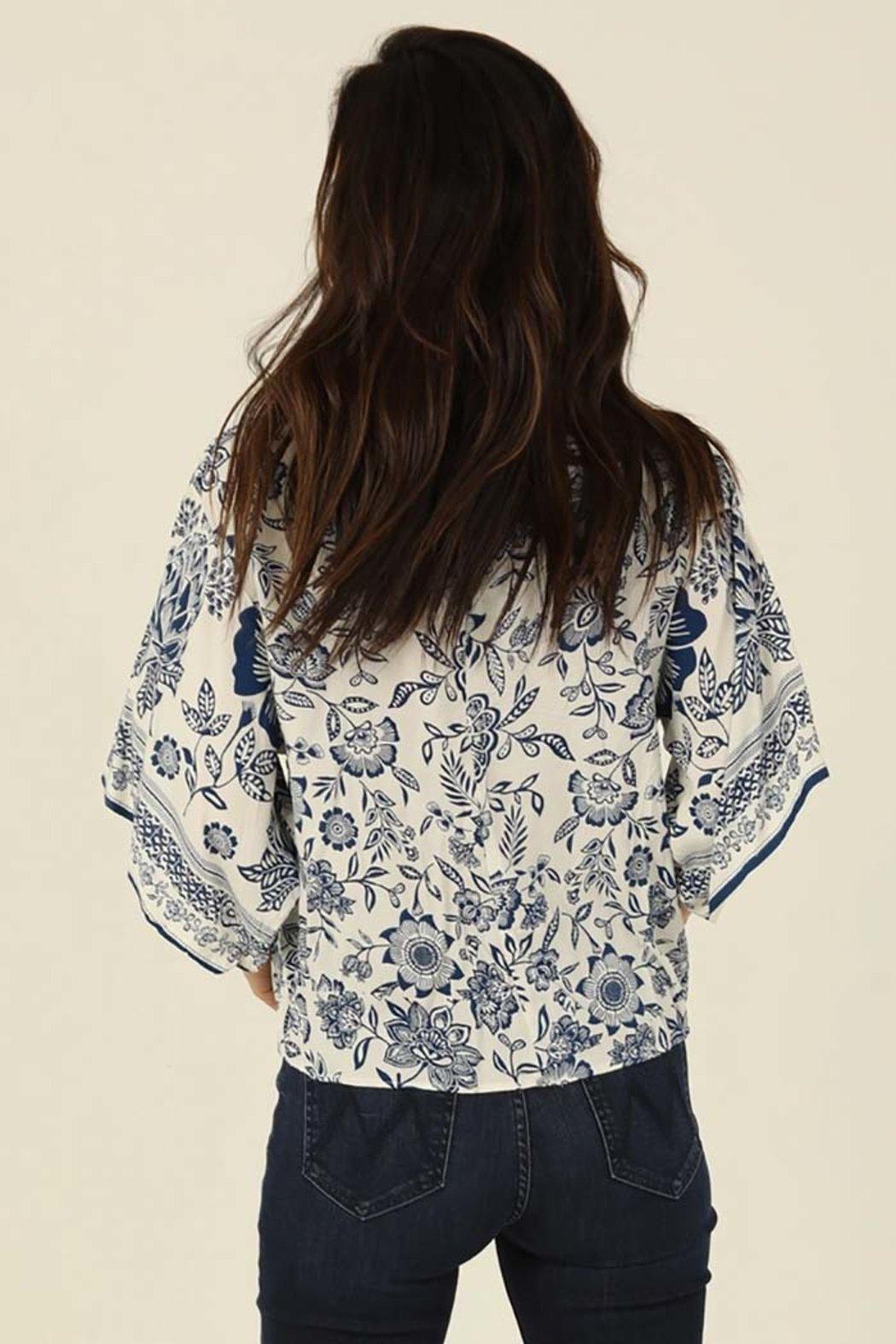 V Neck Tie Waist Blouse Product Image