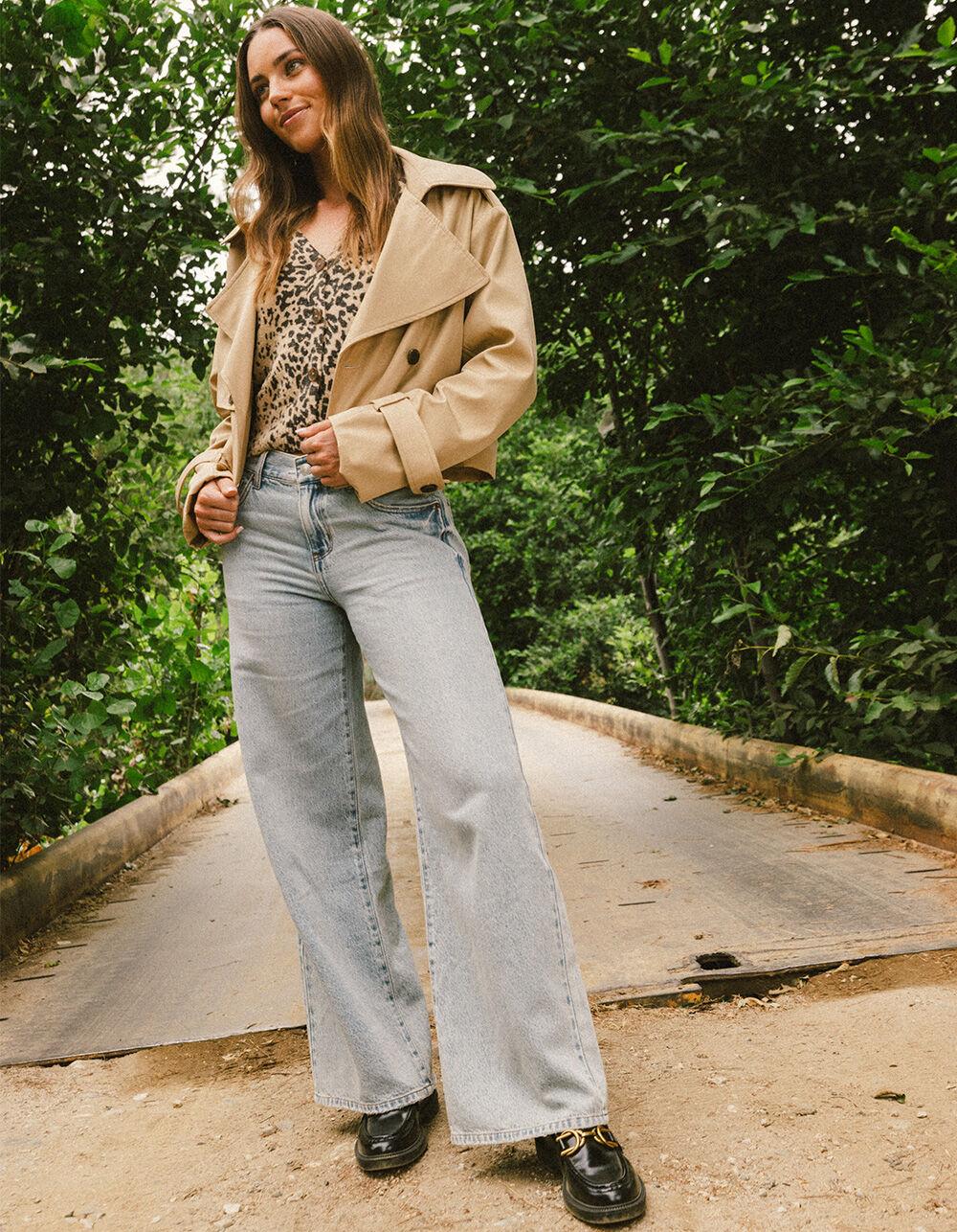 RSQ Womens Crop Trench Coat - TAN Product Image