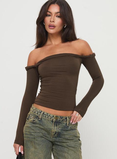 Dusky Long Sleeve Top Khaki Product Image