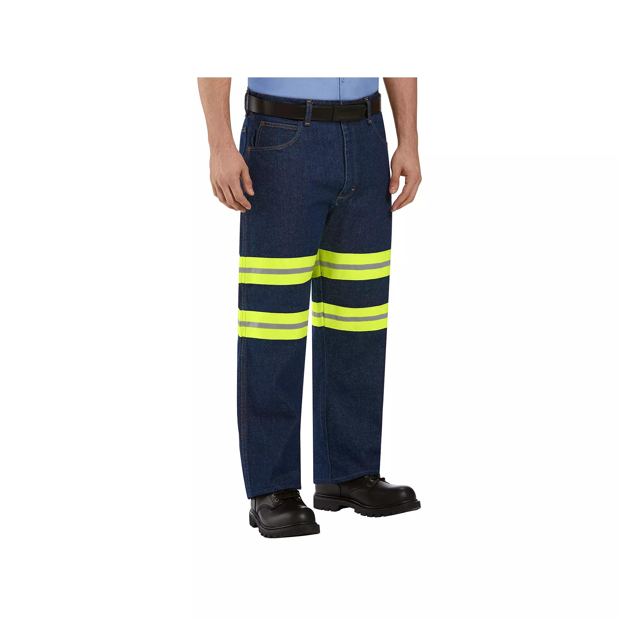 Men's Red Kap Enhanced Visibility Relaxed-Fit Jeans, Size: 38X30, Blue Product Image