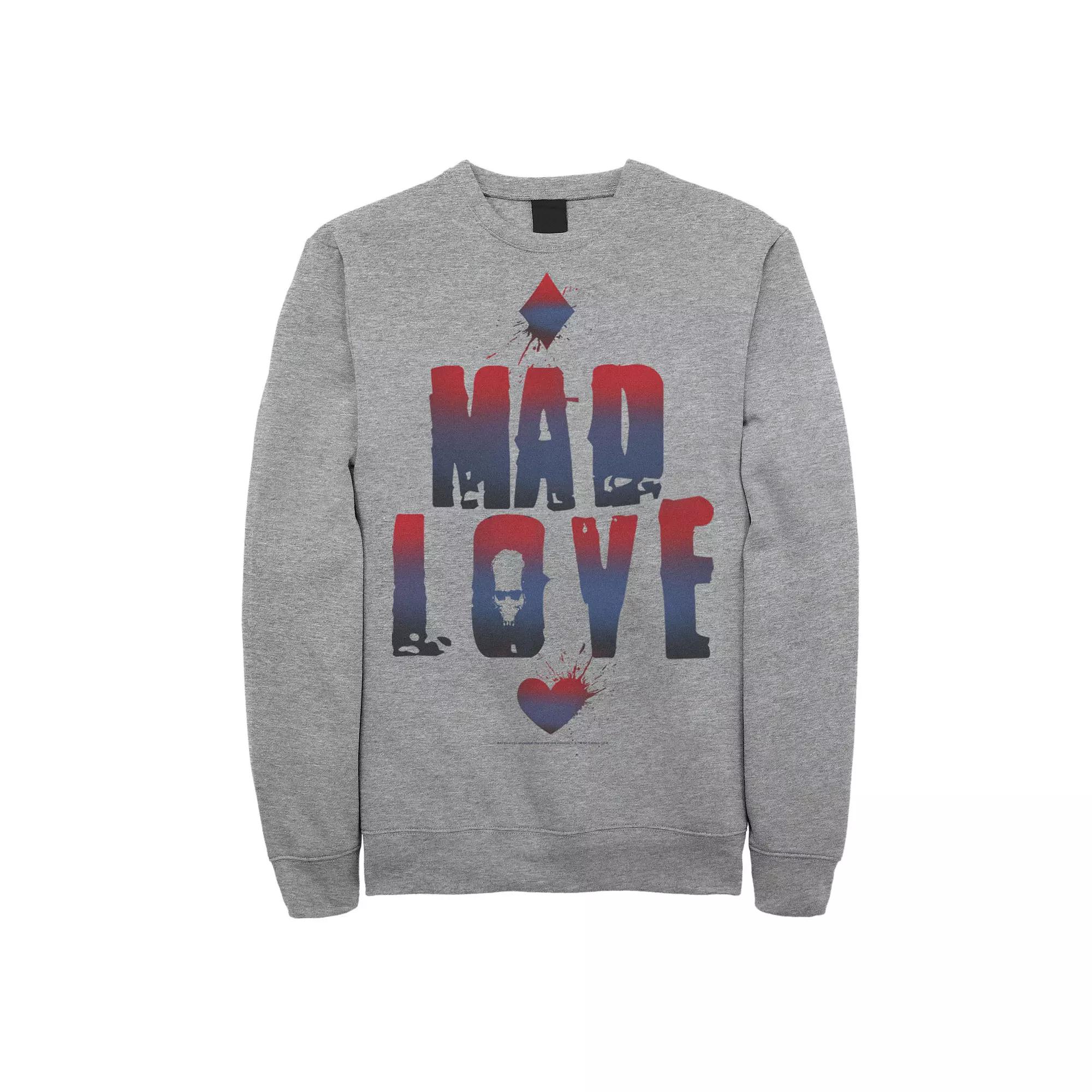 Mens DC Comics Batman Harley Quinn And Joker Mad Love Text Sweatshirt, Men's,  Product Image