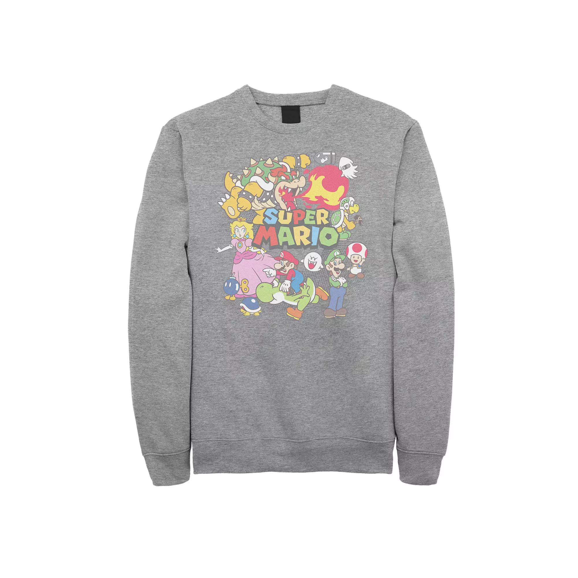 Big & Tall Nintendo Super Mario Characters Collage Fleece Sweatshirt, Men's,  Product Image