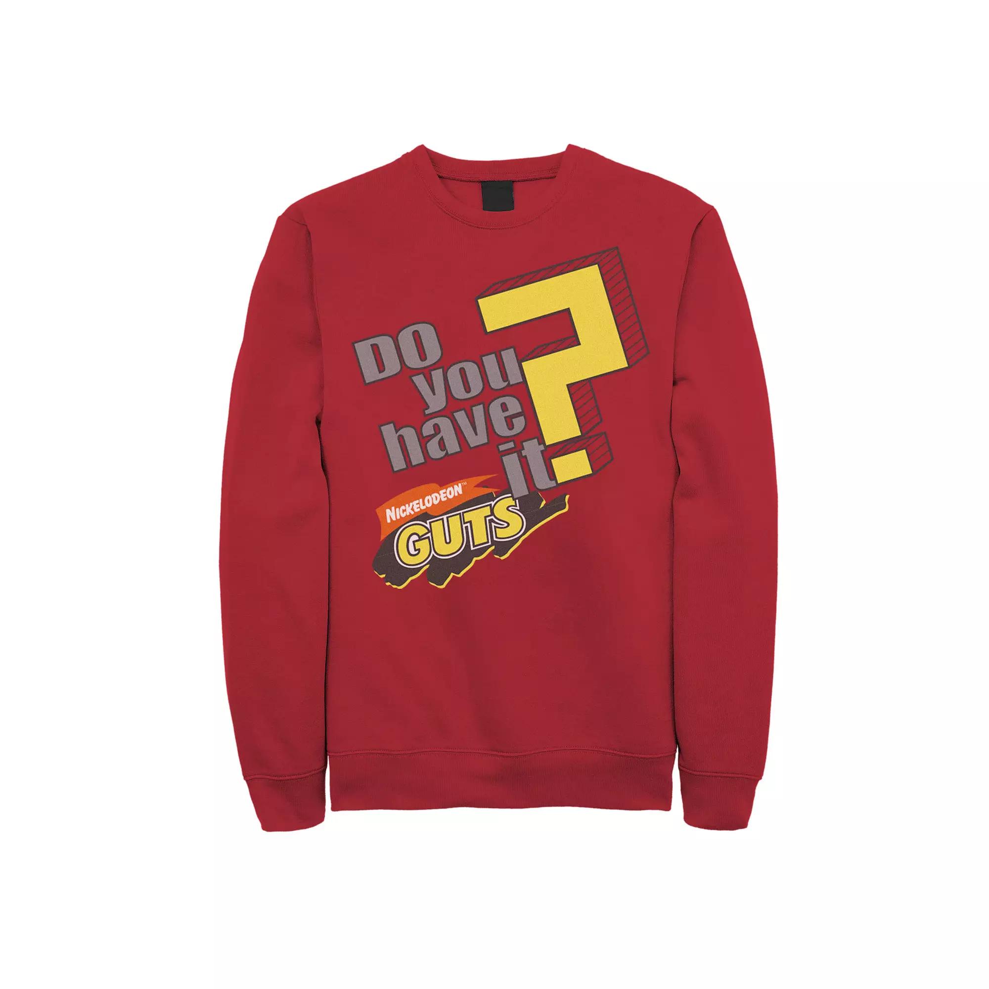 Men's Nickelodeon Guts Do You Have It Vintage Question Logo Graphic Fleece Pullover,  Product Image