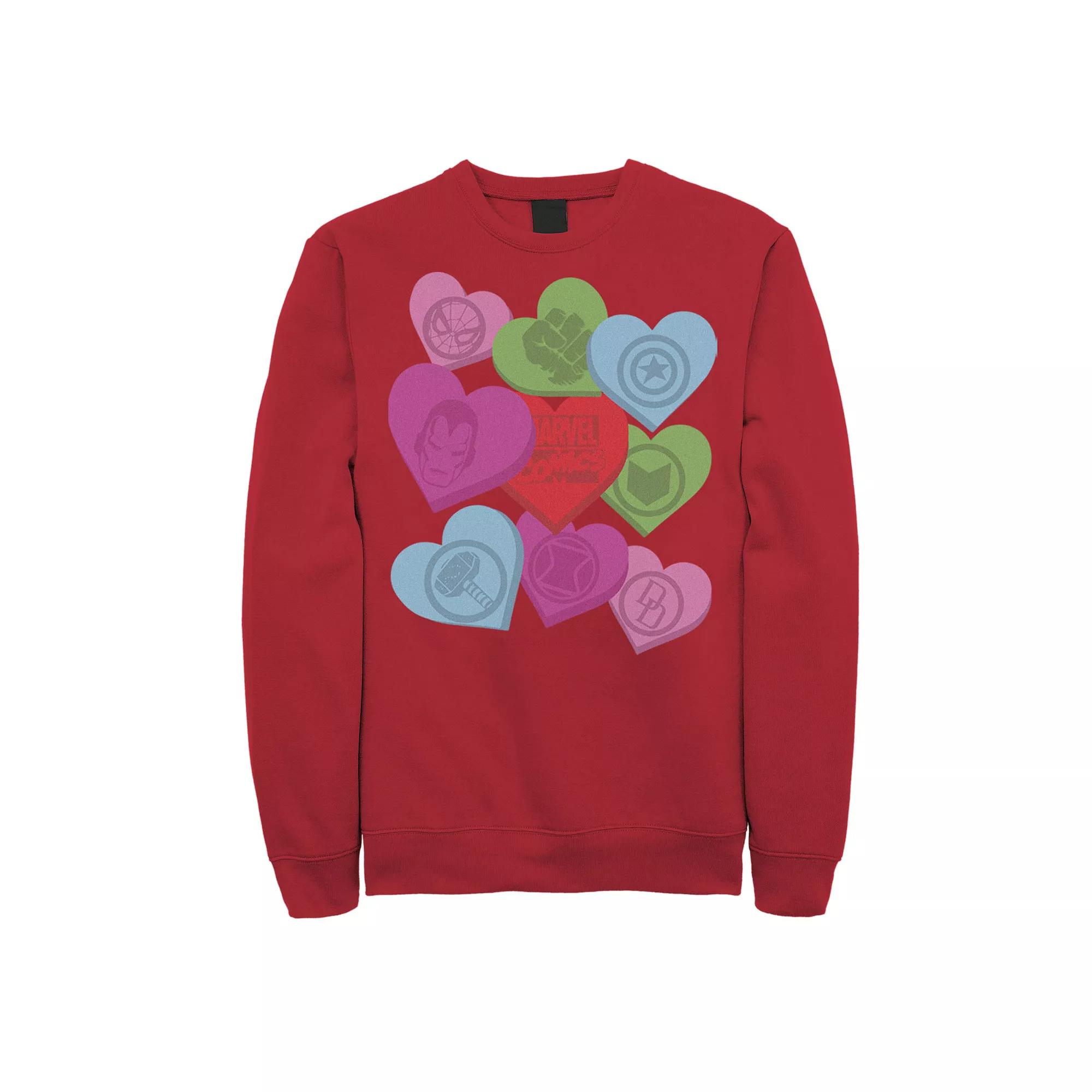 Men's Marvel Candy Hearts Valentines Day Sweatshirt,  Product Image