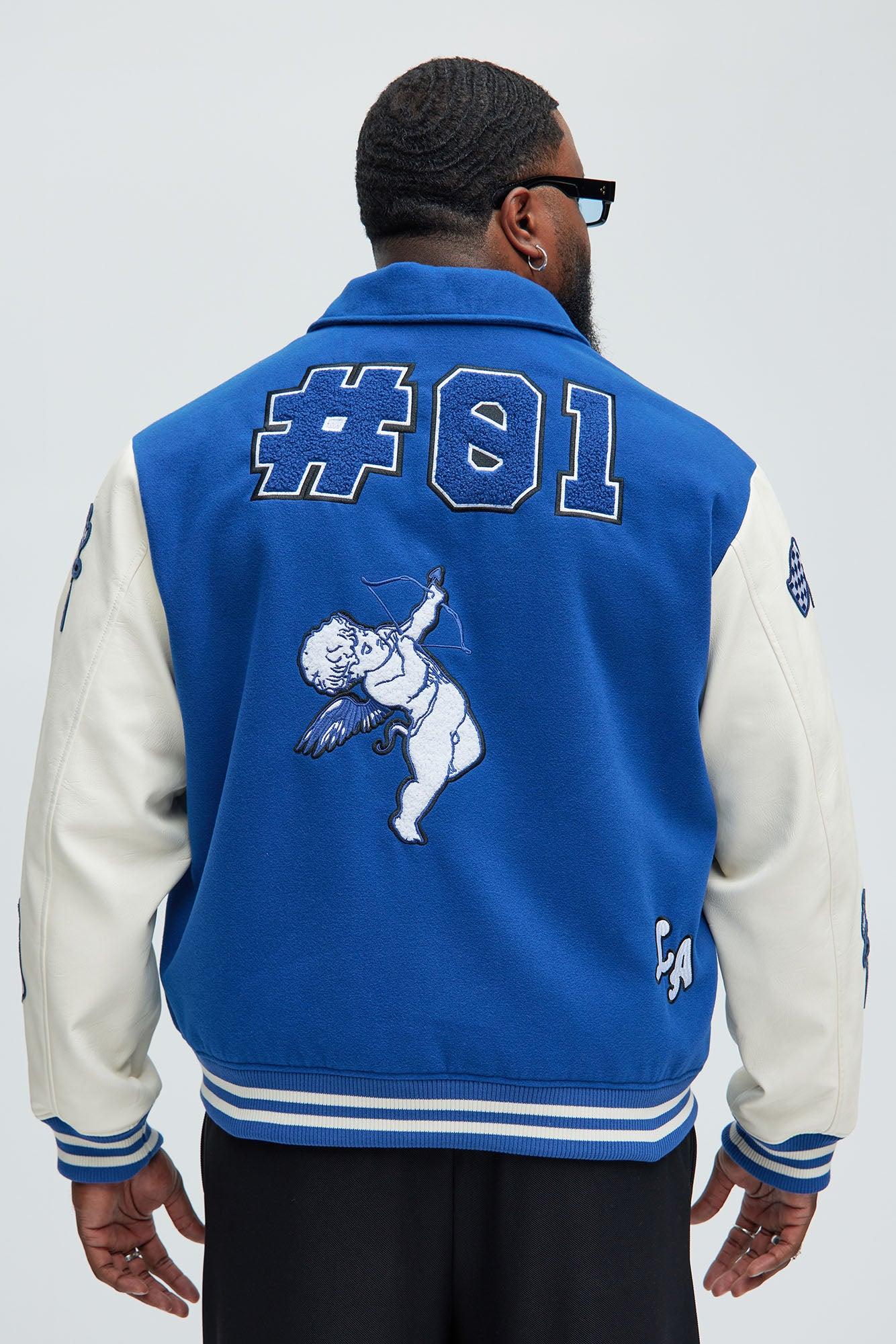 LA Patchwork Varsity Jacket - Royal/combo Product Image