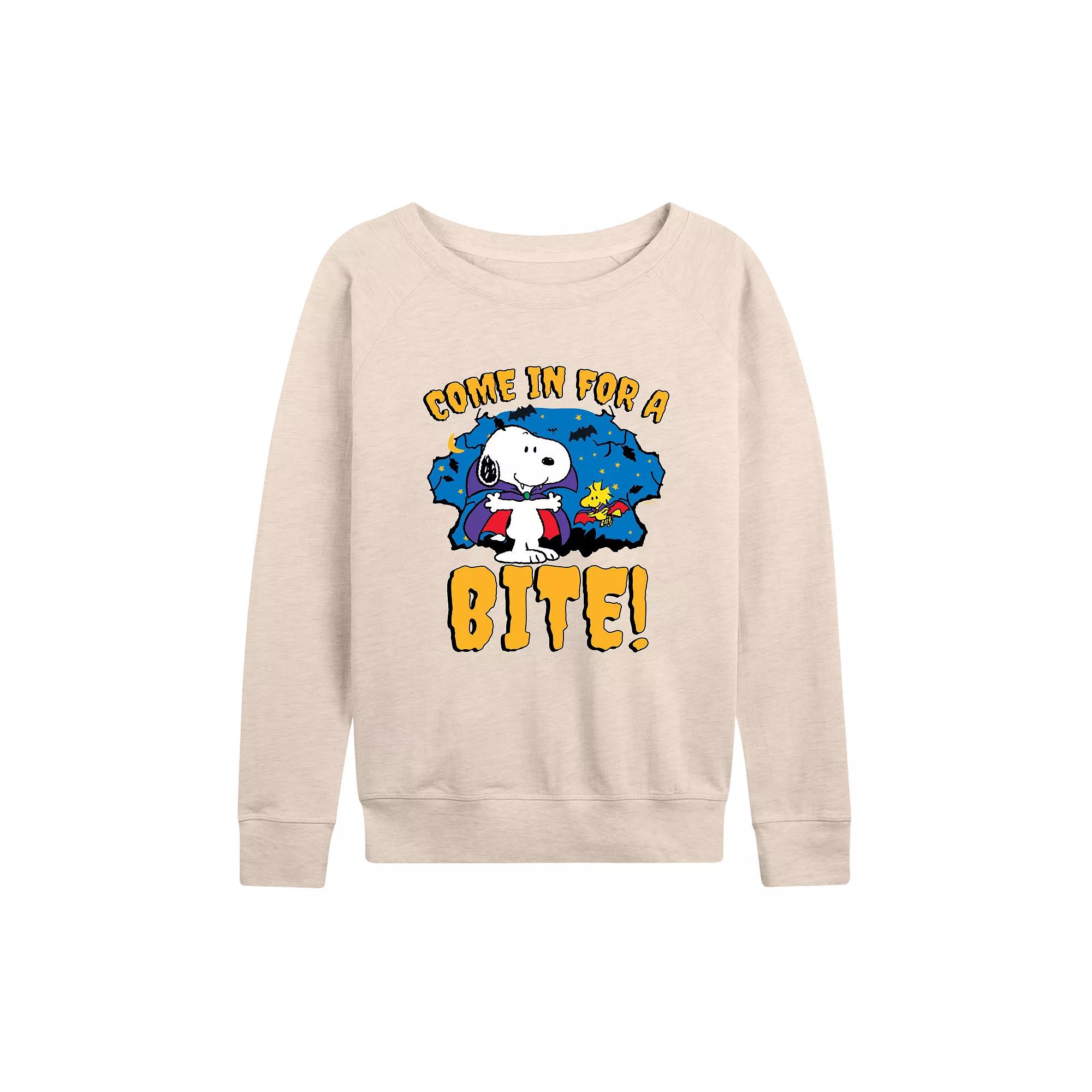 Women's Peanuts Snoopy Vampire French Terry Long Sleeve Tee,  Product Image