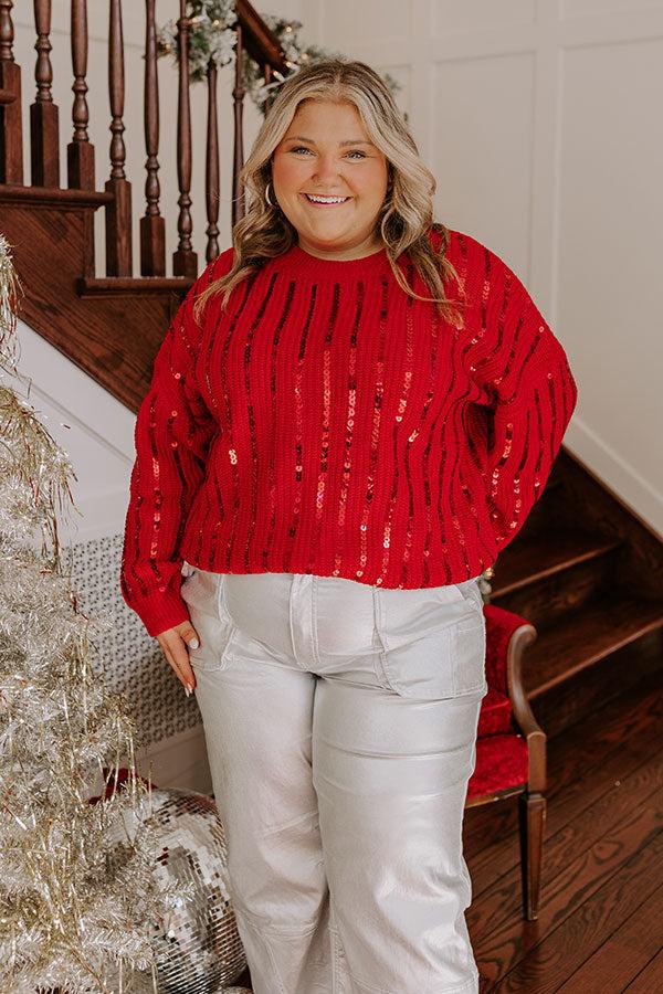 Holiday Fun Sequin Sweater in Red Curves Product Image