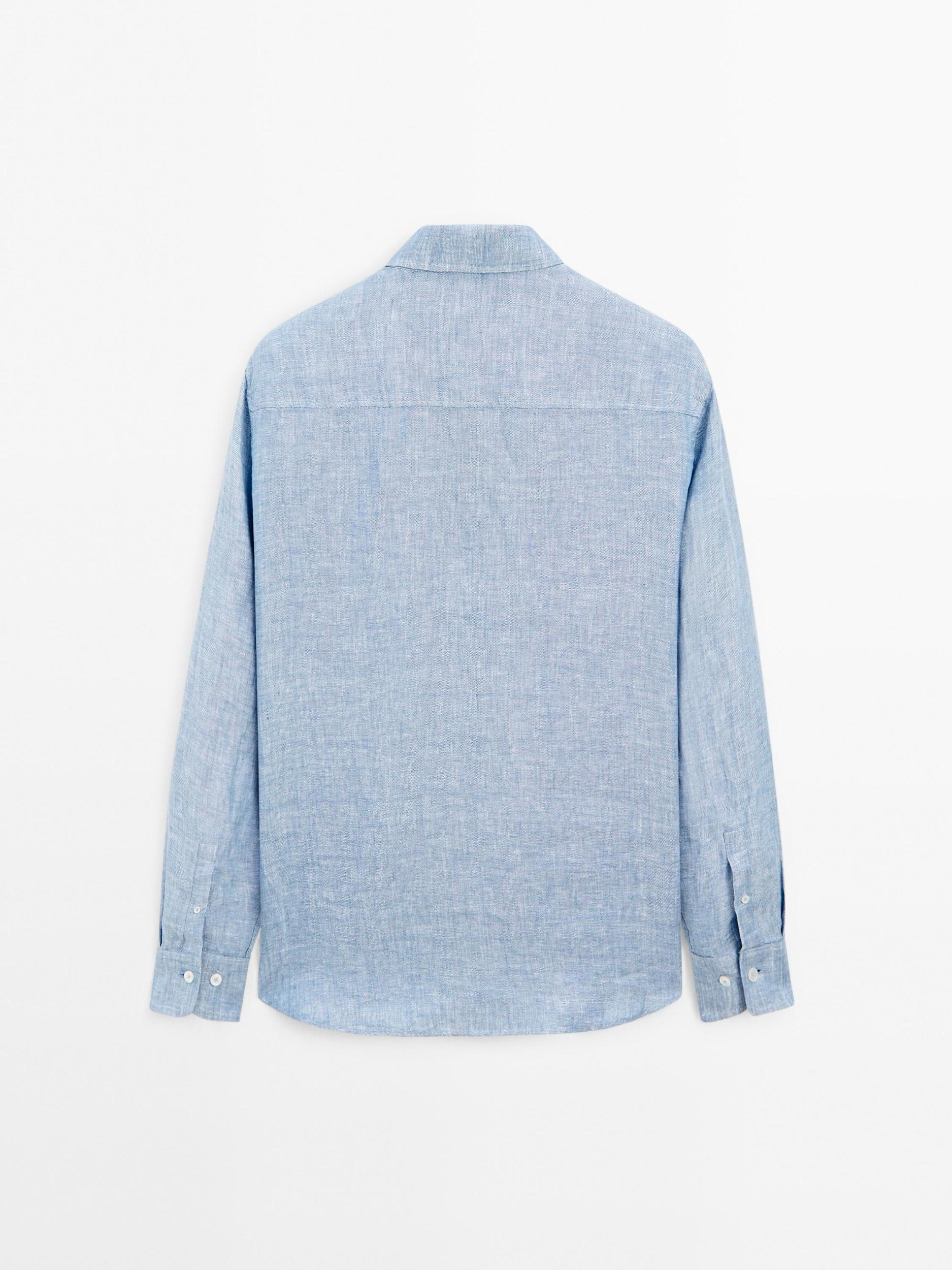 100% linen regular fit Oxford shirt Product Image