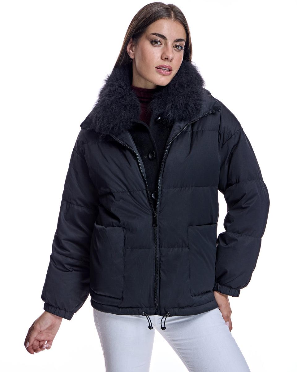Polyblend Jacket with Cashmere Lamb Trim Product Image