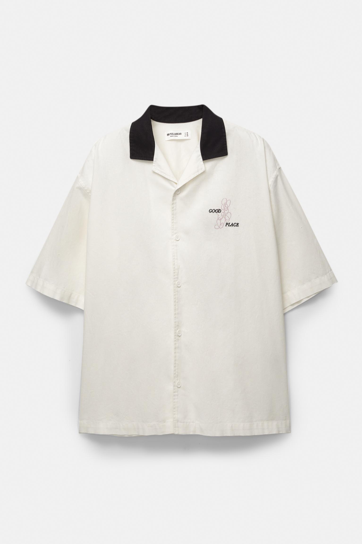 Linen blend shirt with floral graphic Product Image