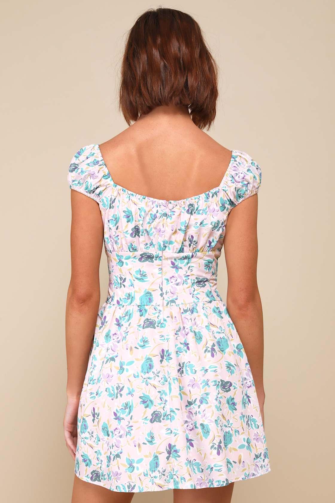 Instinctive Cutie Pink Floral Bustier Mini Dress With Pockets Product Image