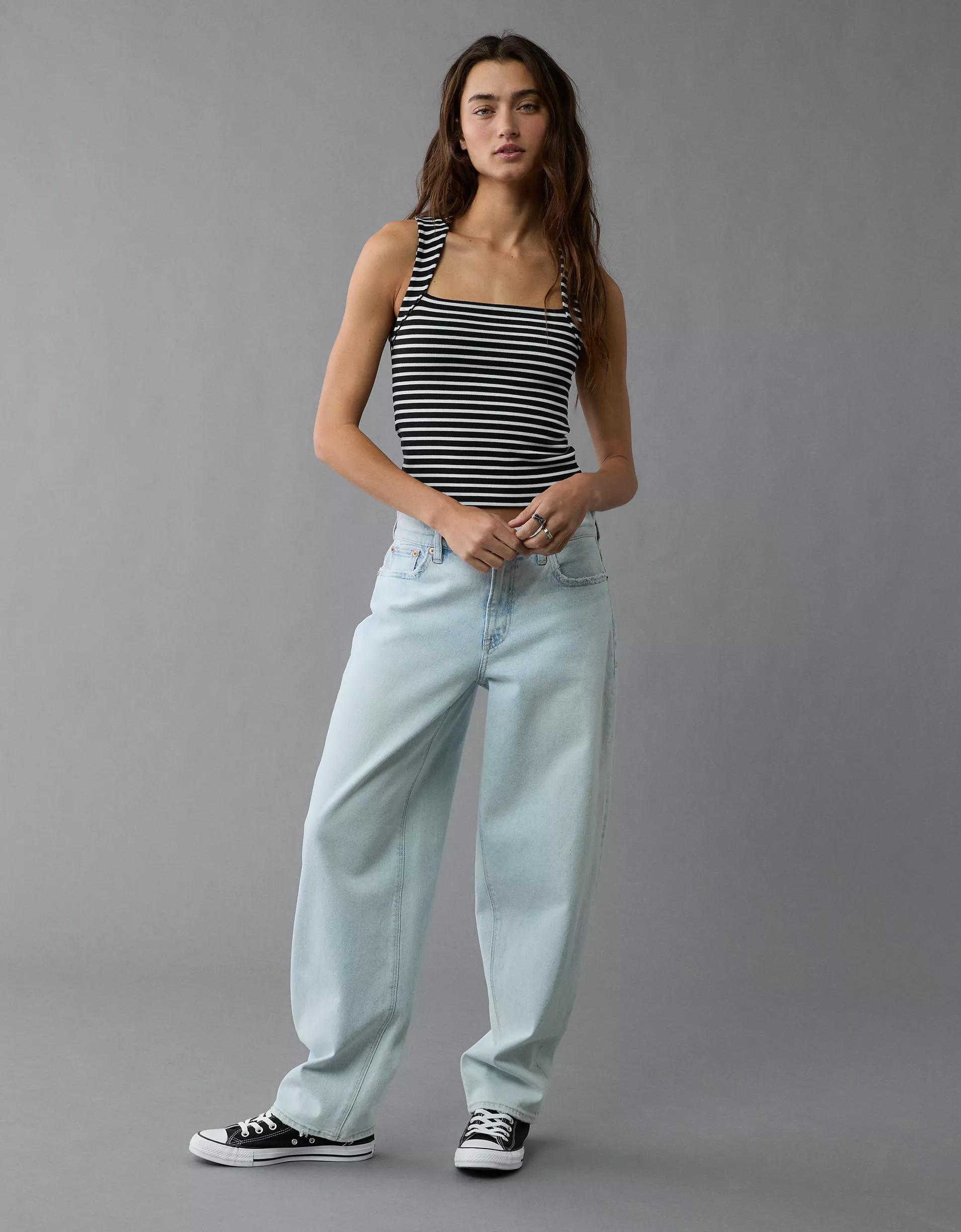 AE Sleeveless Square Neck Striped Top Product Image