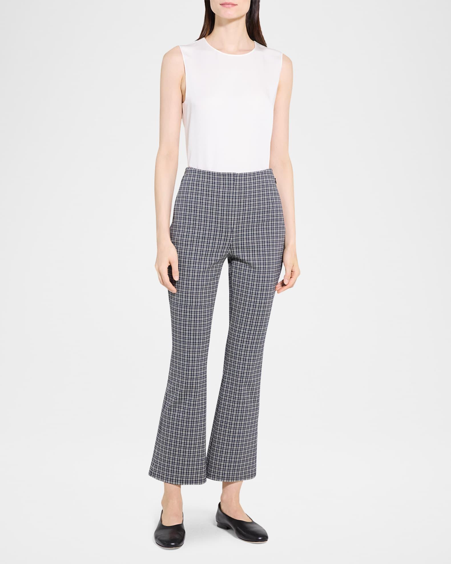 Plaid High-Rise Kick-Flare Pants Product Image