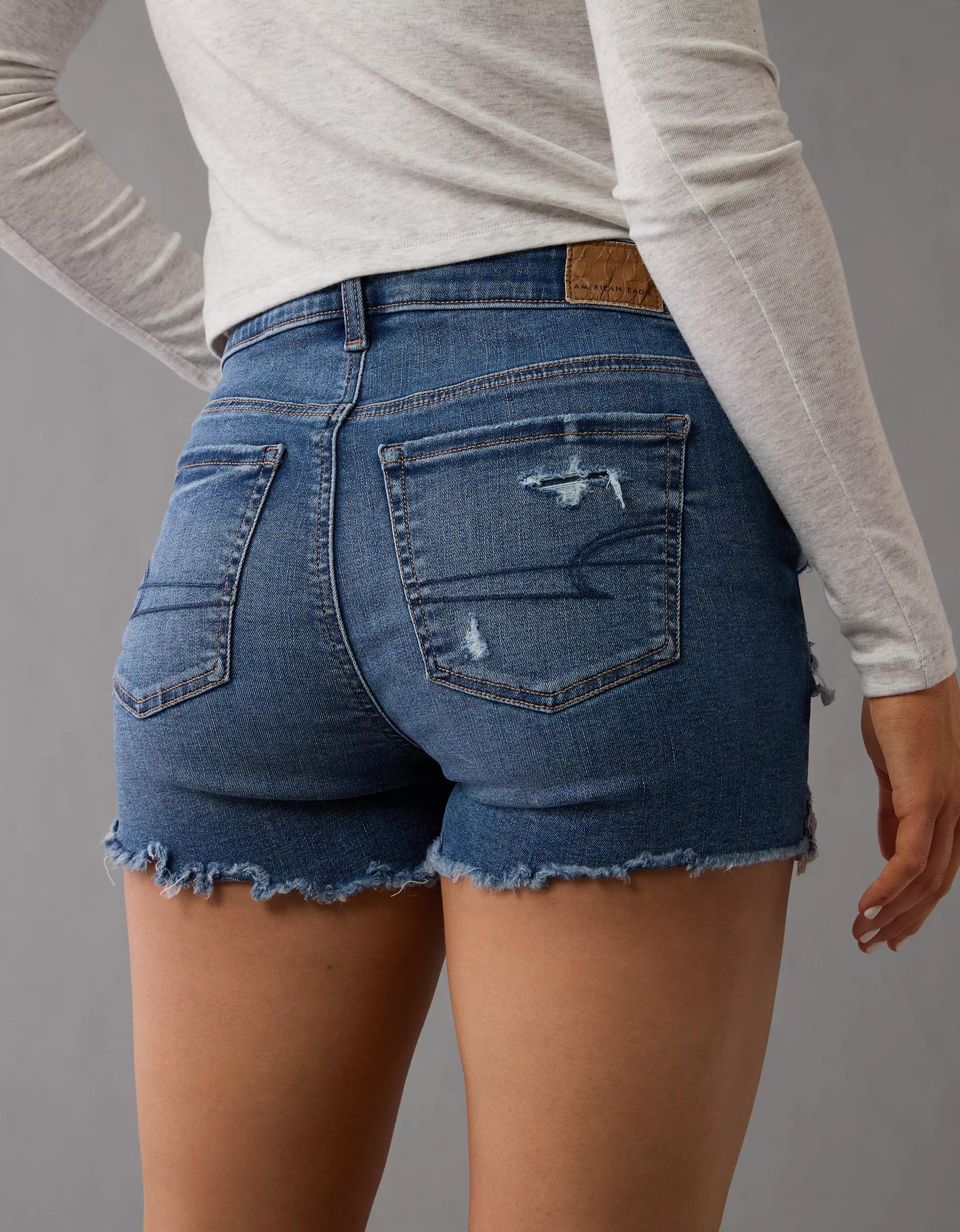 AE Next Level Ripped Low-Rise Denim Midi Short Product Image