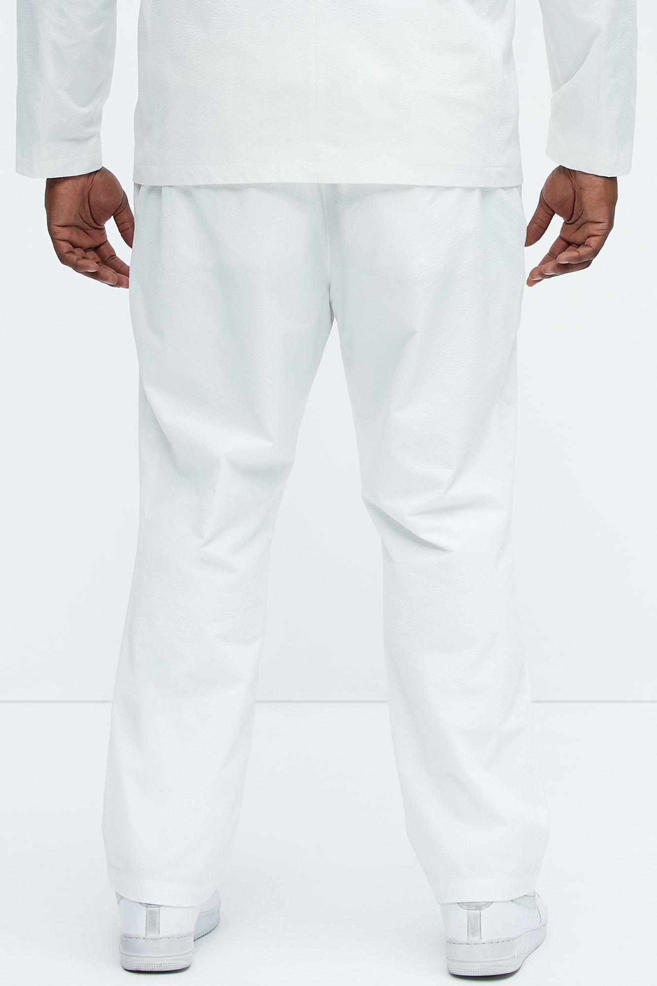 Seersucker Pleated Pants - White Product Image