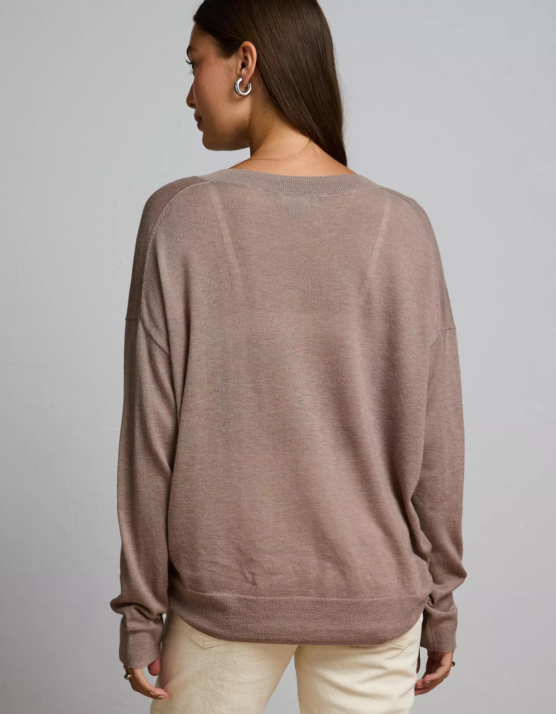 AE77 Premium Slinky Deep V-Neck Sweater Product Image