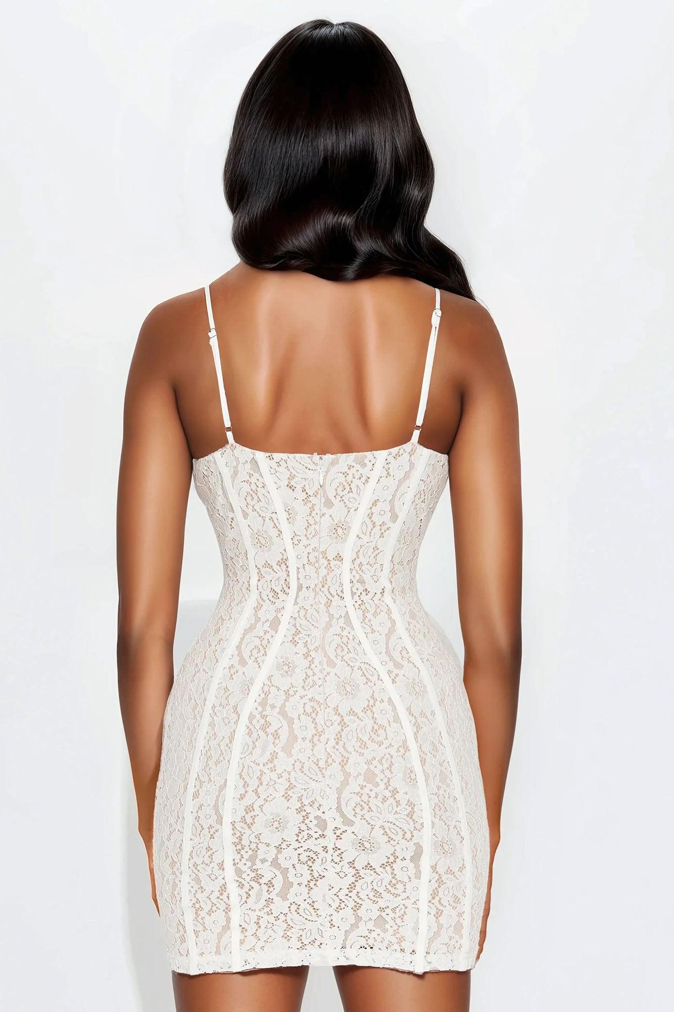 Tall All In Love Lace Mini Dress - White Product Image