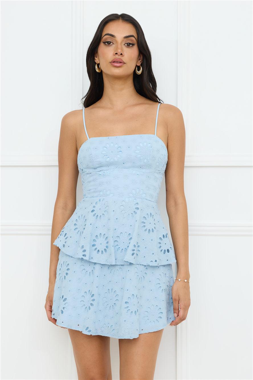 Morningside Embroidered Mini Dress Blue Product Image